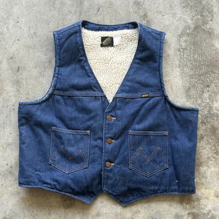 JCPenney Vintage 70s Maverick Denim Vest Sherpa Lined Size Large Size US L / EU 52-54 / 3 - 1 Thumbnail