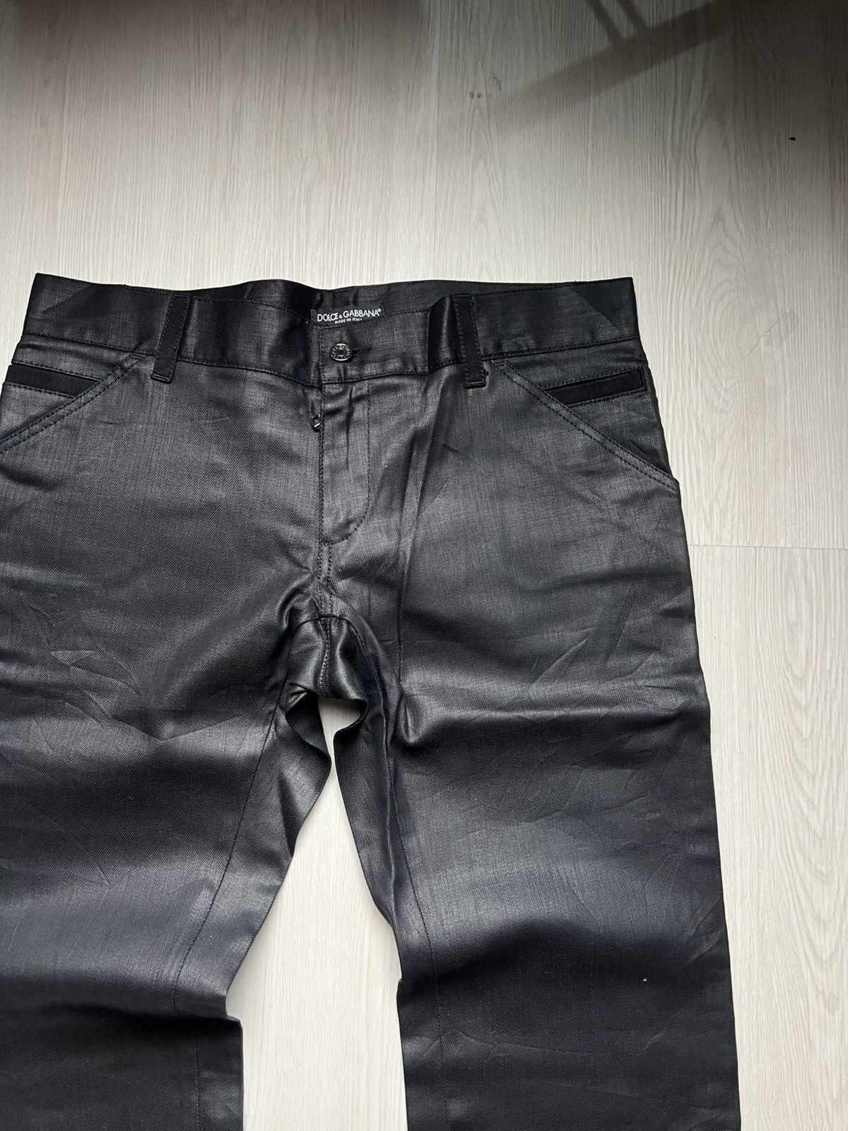 Dolce & Gabbana Dolce Gabbana Waxed Black Coated Denim Size US 35 - 3 Thumbnail