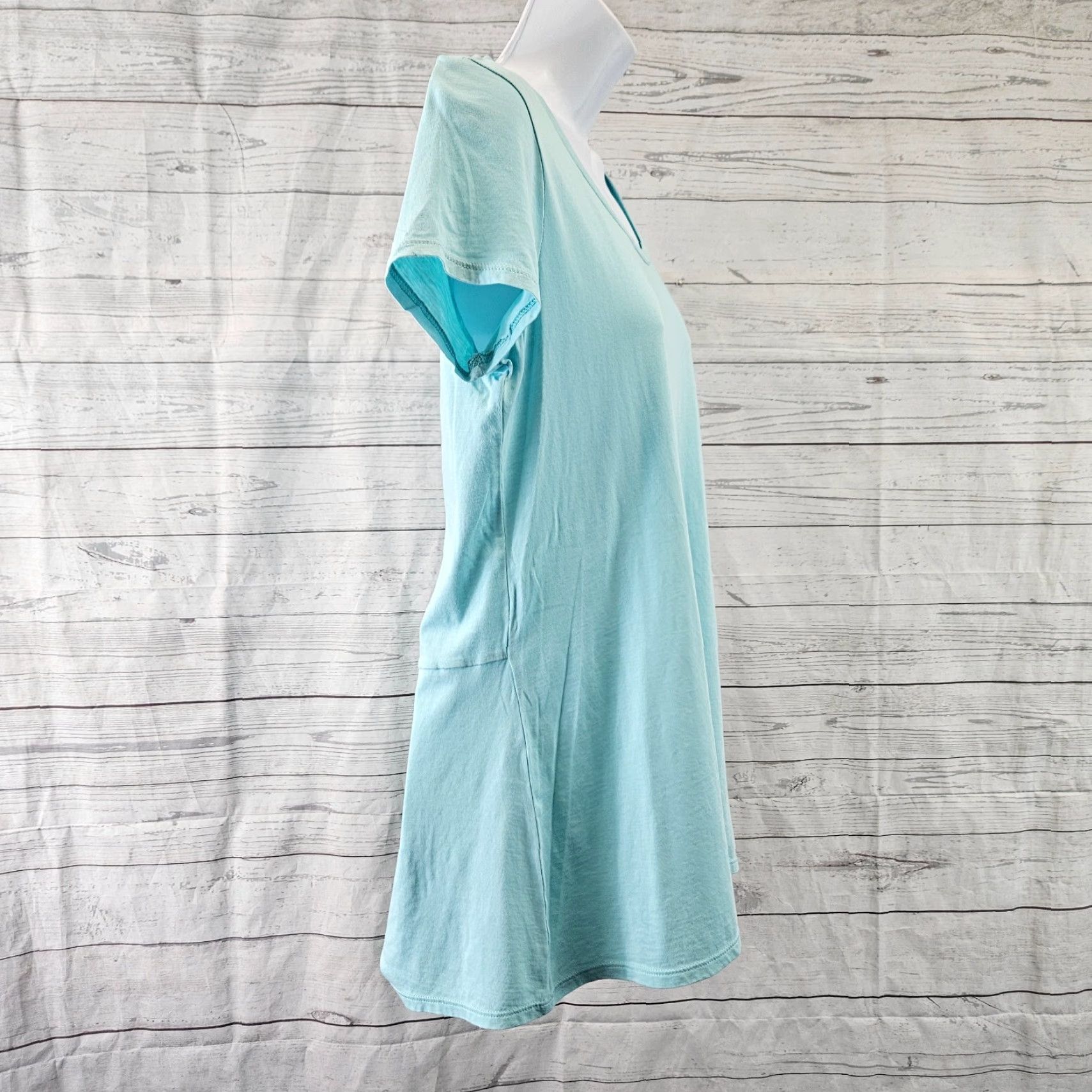 J. Jill Pure Jill Womens Scoop Neck Elliptical Tee XS Solid Blue Cotton T-Shirt Womens XS Short Sleeve Size XS / US 0-2 / IT 36-38 - 3 Thumbnail