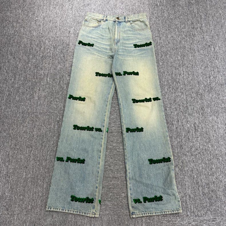Louis Vuitton Louis Vuitton Flocked Letter Denim Jeans Size US 29 - 1 Thumbnail