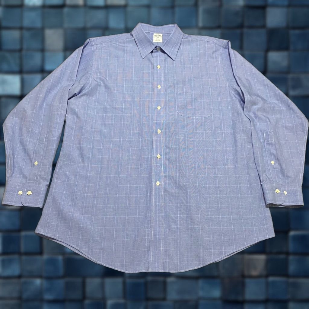 Brooks Brothers Brooks Brothers Mens Shirt 17 Blue Plaid Long Sleeve Button-Front Non Iron Dress Shirt Mens Regular Blue 90s? Size US XL / EU 56 / 4 - 1 Thumbnail