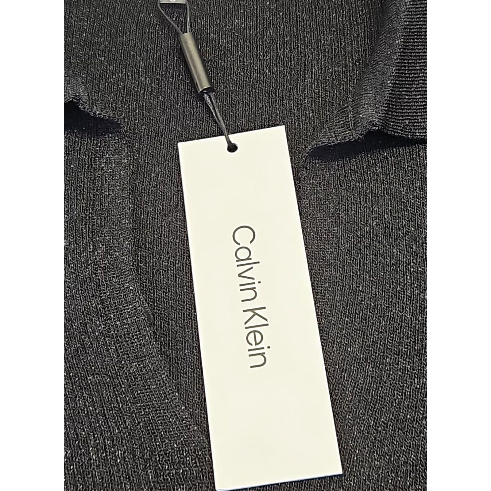 Calvin Klein Calvin Klein Black Metallic Knit Sweater Top Collared Long Sleeve Textured NWT Women L Black Shimmer Petite? Size L / US 10 / IT 46 - 3 Thumbnail