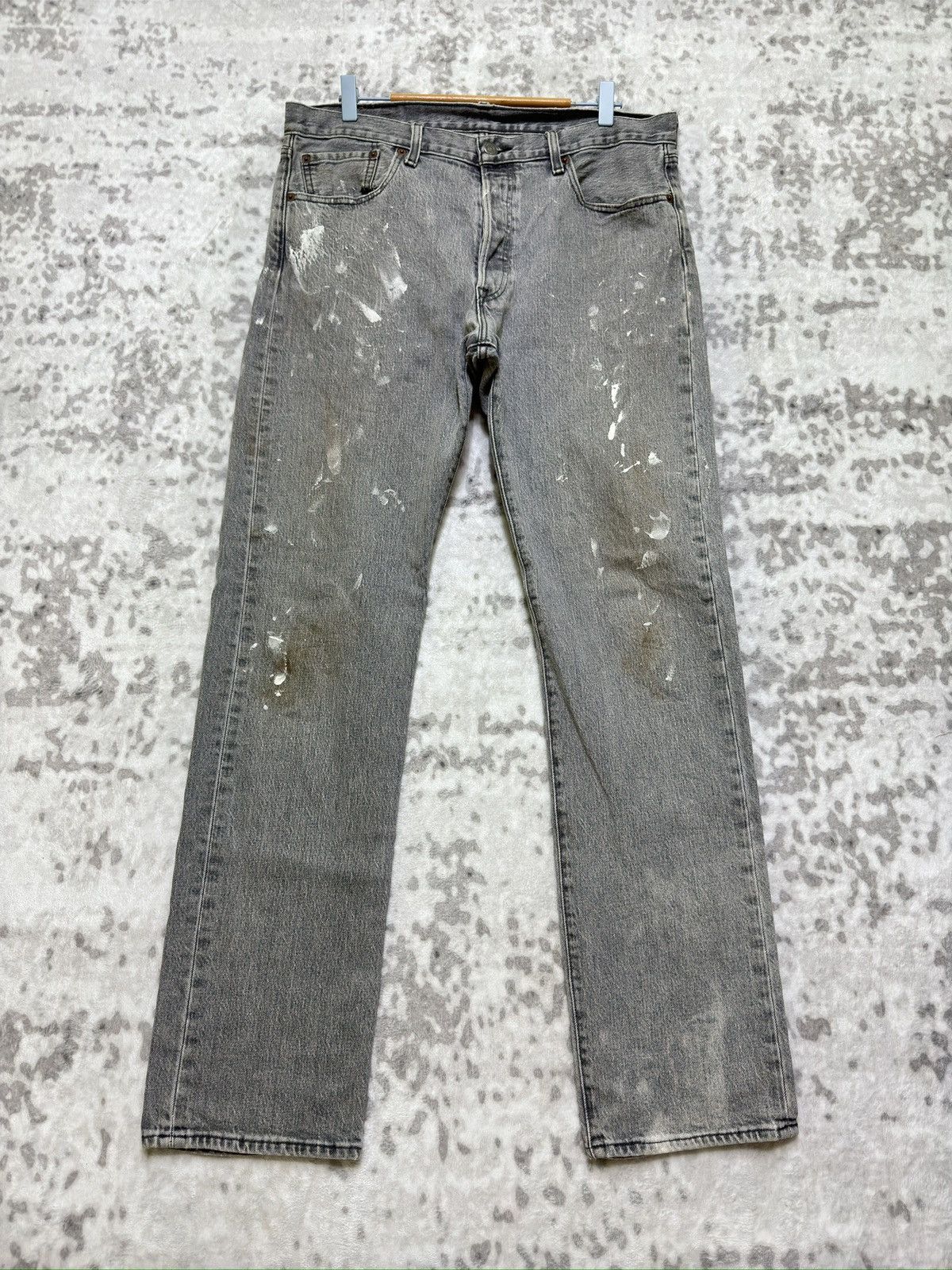 Levi's Vintage Levi’s 501 Gray Washed Paint Splatter Denim Jeans Size US 34 / EU 50 - 1 Thumbnail