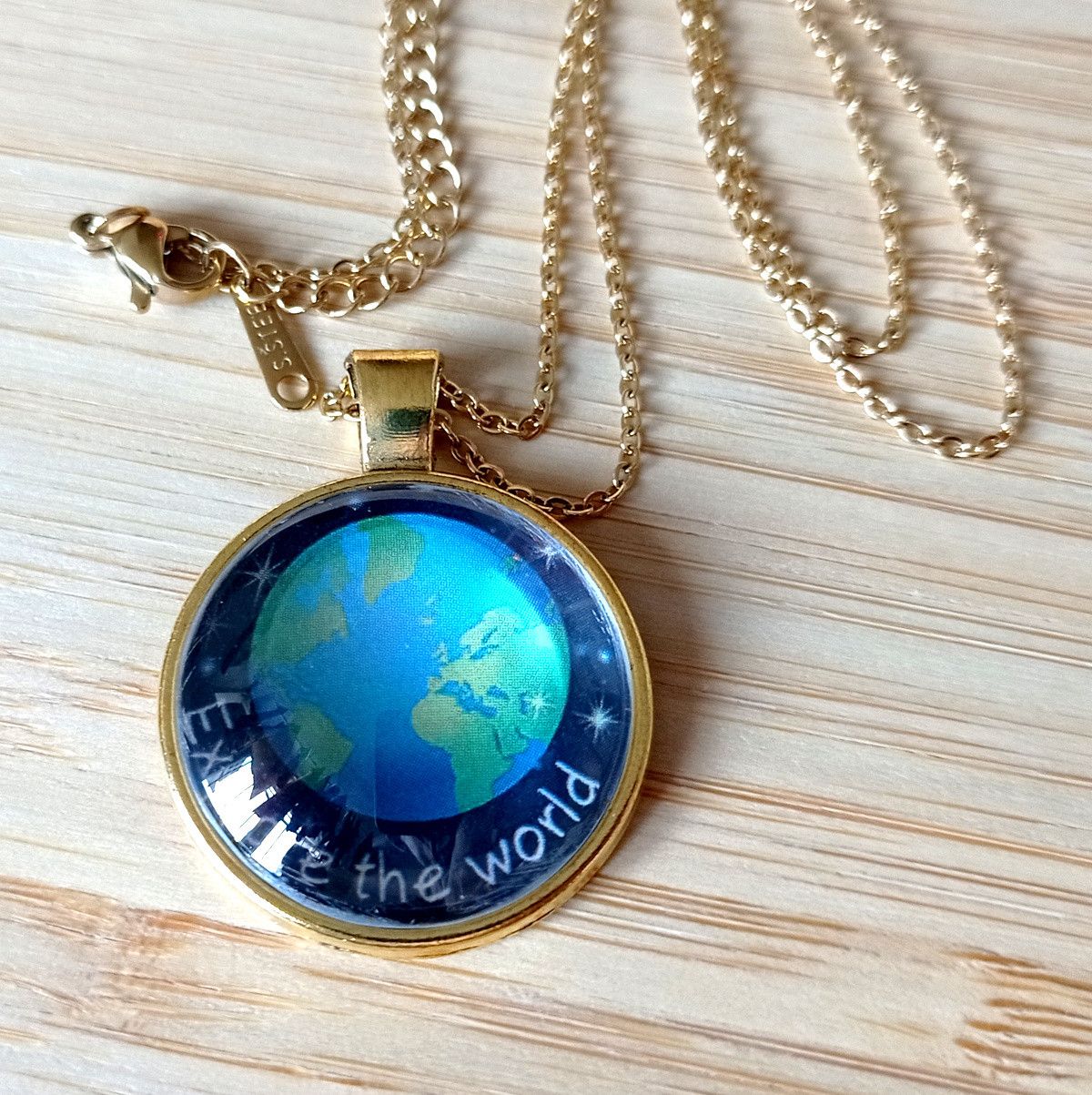 Hysteric Glamour × Japanese Brand × Vintage Punk Tiny Planet Earth Stainless Steel Gold Necklace Unique Size ONE SIZE - 8 Thumbnail