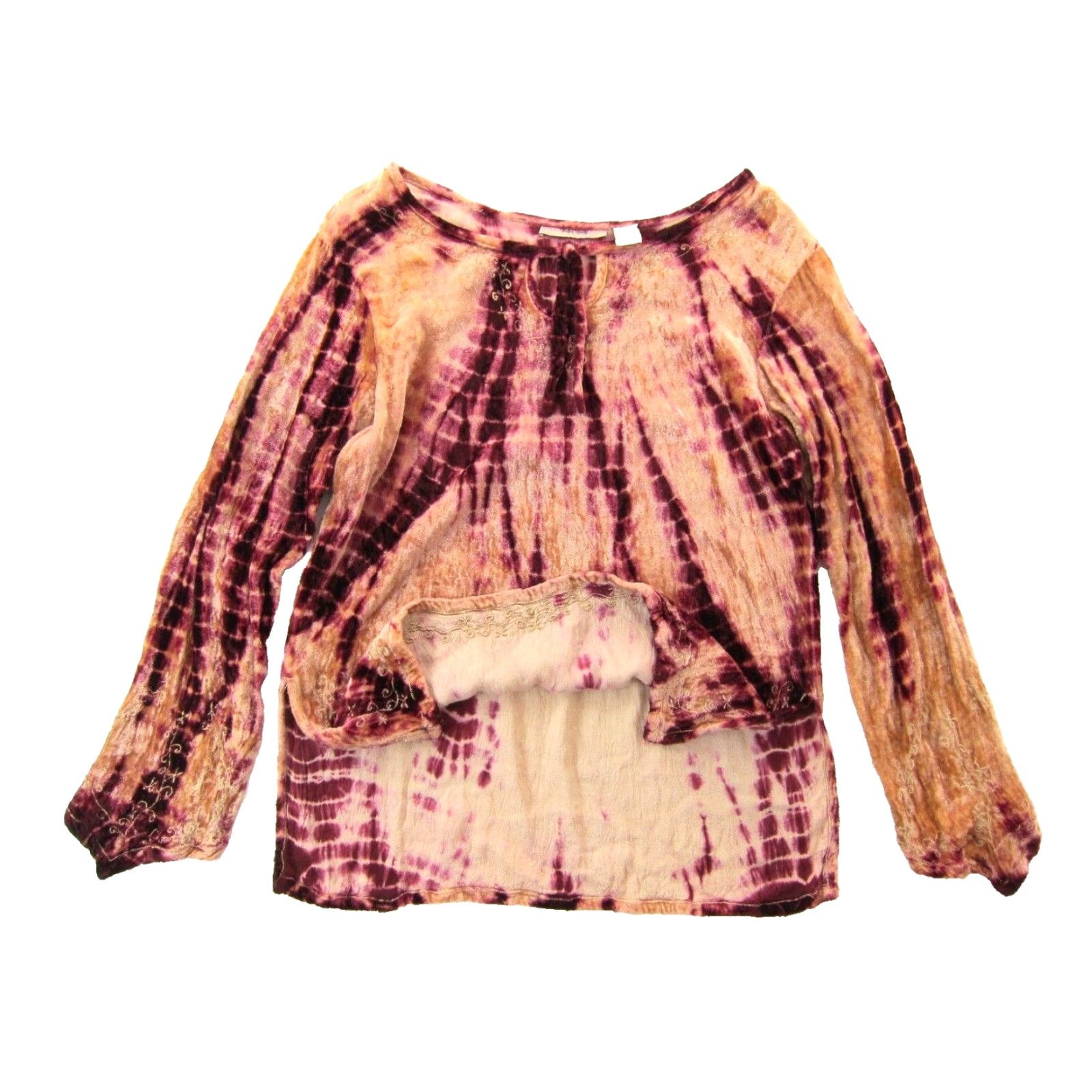 Vintage VINTAGE Hello Dolly Blouse Shirt Women Small Pink Tie Dye Velvet Rayon Long Sleeve Peasant Tunic 90s Size S / US 4 / IT 40 - 5 Thumbnail