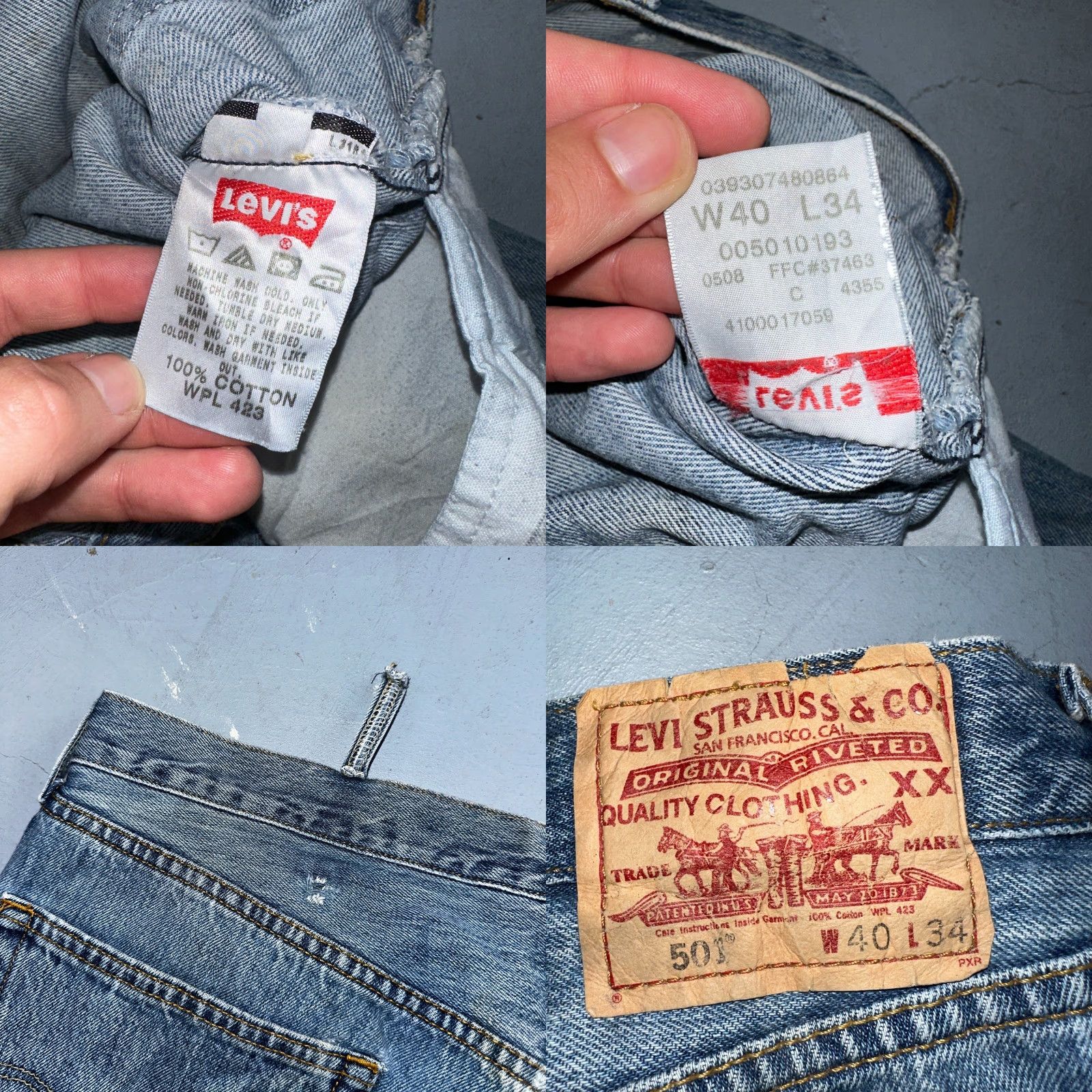 Levi's VINTAGE Levi's 501 Jeans Straight Denim Blue Light Wash 40x34 40x32 Men Regular 90s 5-Pocket Design Jeans Jeans Size US 40 / EU 56 - 9 Thumbnail