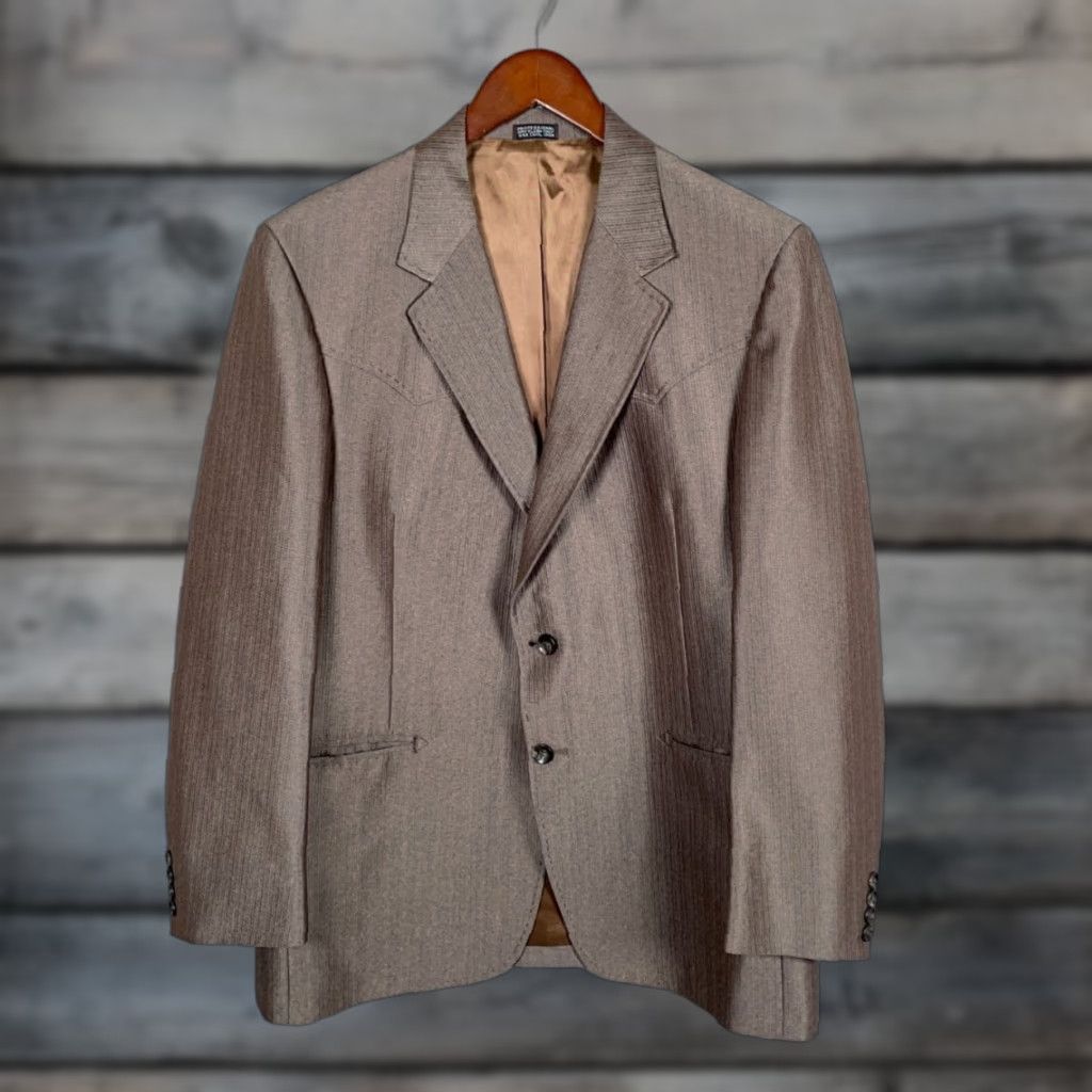 Vintage VINTAGE Western Sport Coat Jacket Men 42 Regular Brown 80s 2 Button Front Darting Rockabilly Size US XS / EU 42 / 0 - 1 Thumbnail