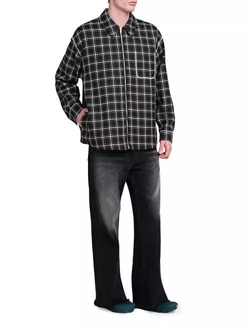 os11x0224 Windowpane Plaid Jacket in Black