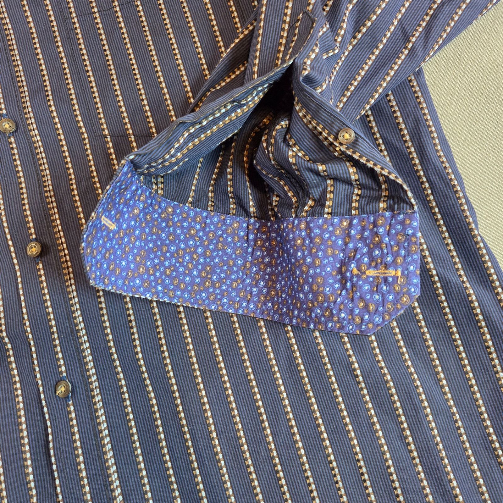 BUGATCHI Bugatchi Uomo XL Blue Stripe Cotton Button Down Shirt Size US XL / EU 56 / 4 - 6 Thumbnail