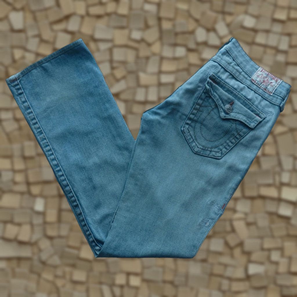 True Religion VINTAGE True Religion Made In USA Billy Mended Distressed Denim VTG Y2K Jeans Men SZ 31 32"W 41"L 33" Inseam Blue Cotton Blend, Cotton Jeans Mens 33 Size US 31 - 1 Thumbnail