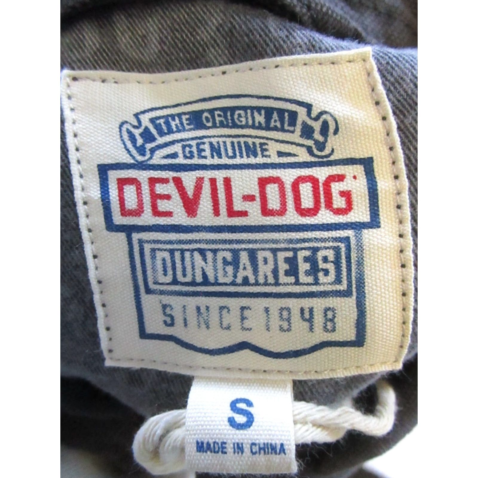 Vintage DEVIL-DOG Shirt Men Small Gray Cotton Canvas Button Up Long Sleeve Collared - 90s? Size US S / EU 44-46 / 1 - 2 Thumbnail