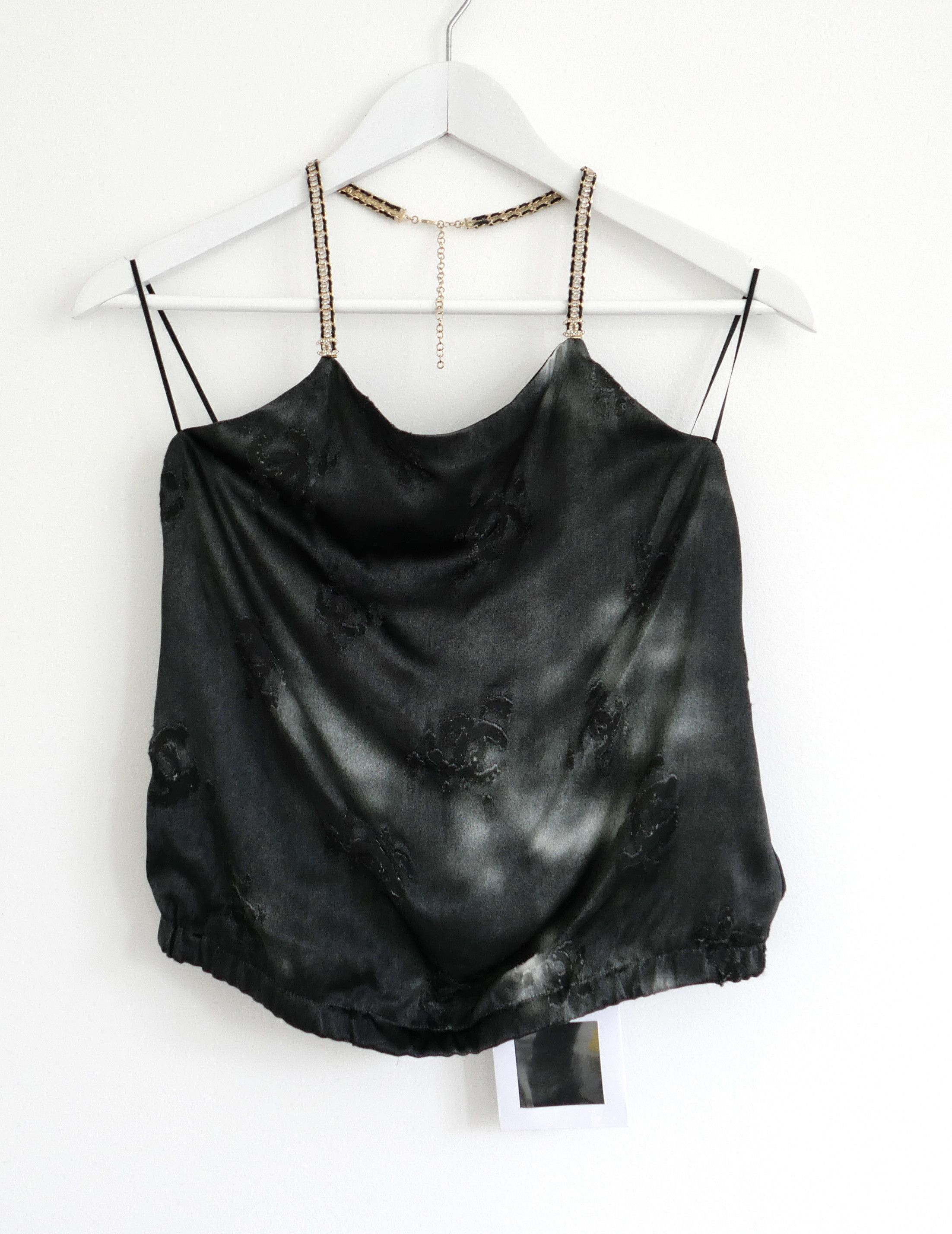 Chanel Chanel Pre Fall 2022 Grey CC Logo Devore Crystal Halter Top Size XS / US 0-2 / IT 36-38 - 1 Thumbnail
