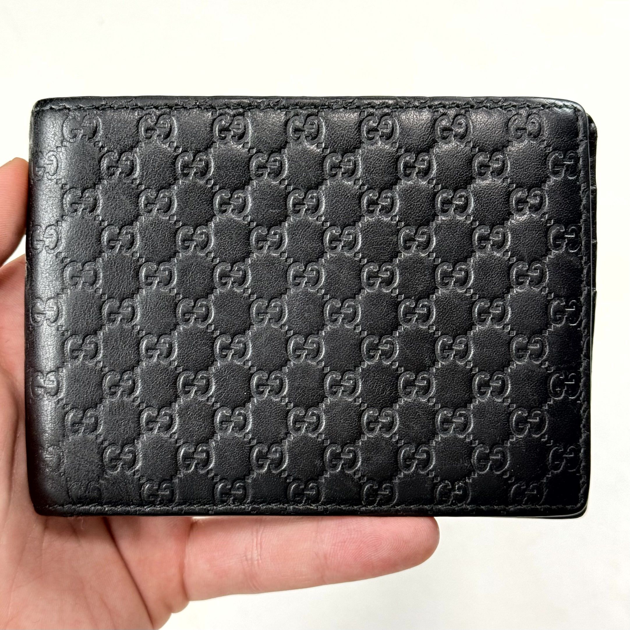 Gucci Gucci Micro Guccissima Monogram Black Leather Bifold Wallet Size ONE SIZE - 1 Thumbnail