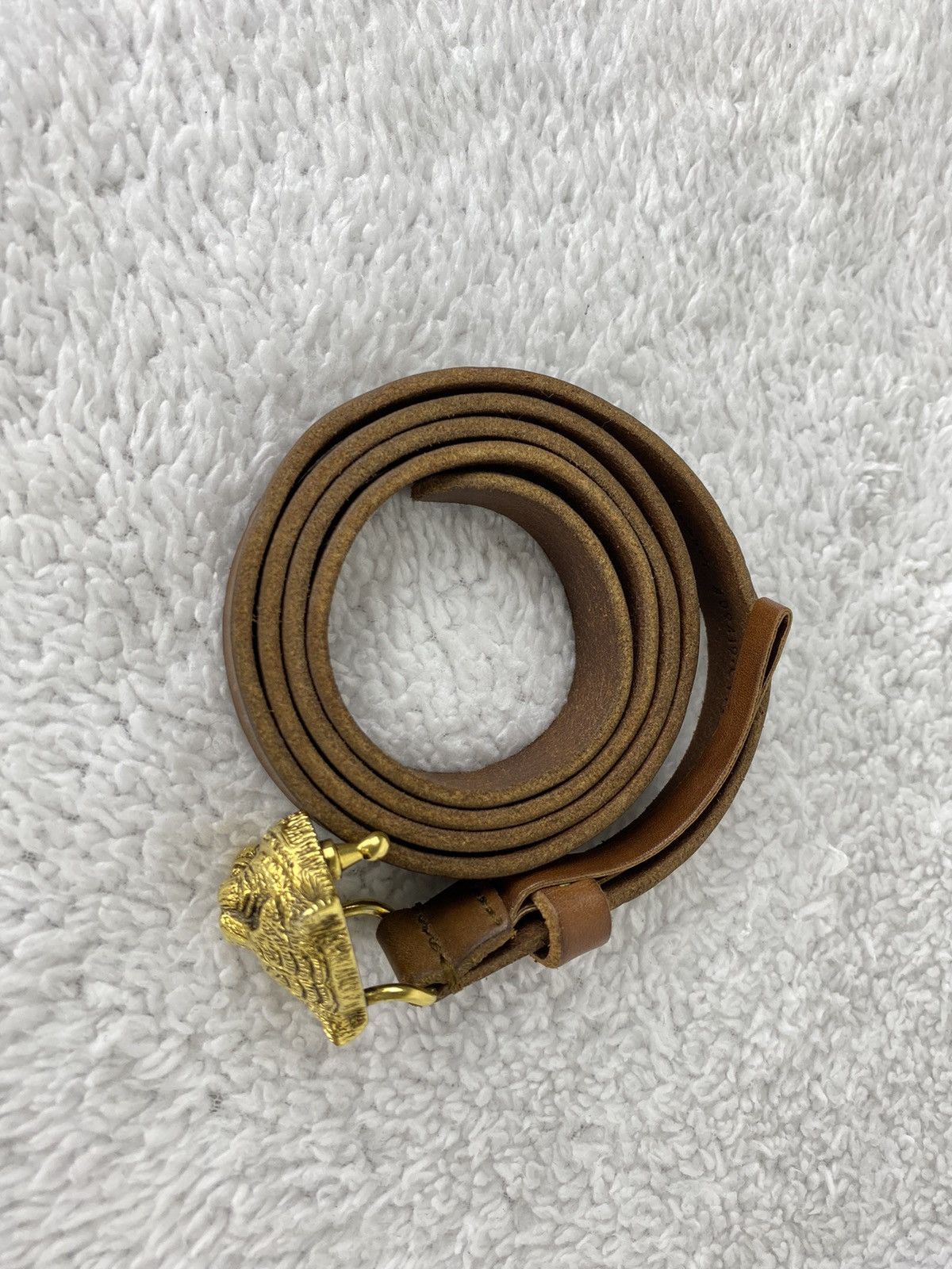 Gucci Authentic GUCCI Tiger Head / Feline Thin Brown Leather Belt Size 32 - 5 Thumbnail