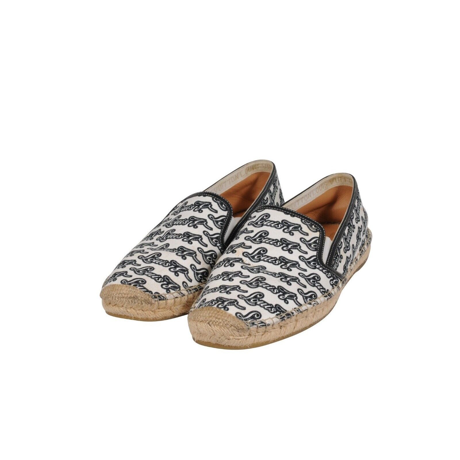 Louis Vuitton Logo Espadrilles White Black Size US 11.5 / EU 44-45 - 3 Thumbnail