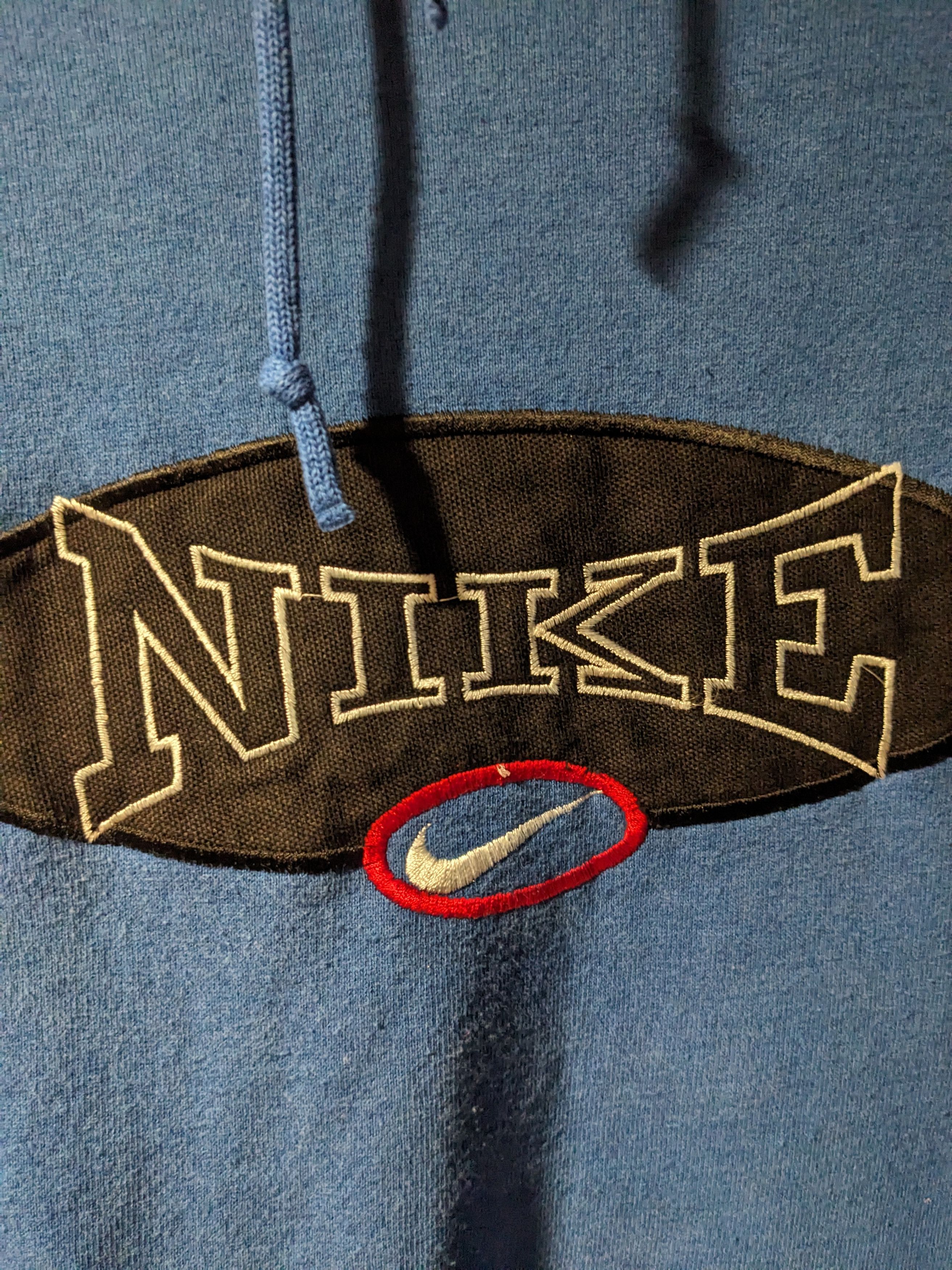 Nike × Vintage Vintage 90s Nike Logo Swoosh Blue X-Large Hoodie Size US XL / EU 56 / 4 - 2 Thumbnail