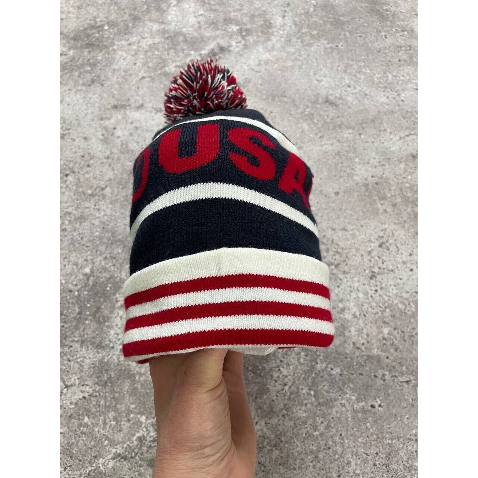 DC × Vintage DC Shoes Knit Beanie Hat Navy Red White Winter Cap Size ONE SIZE - 5 Thumbnail