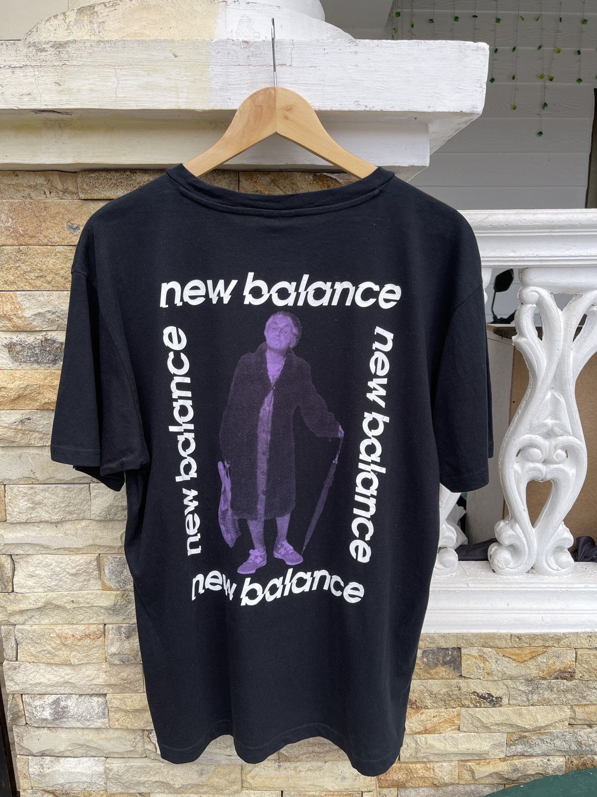 image of New Balance Essentials Lofi Granny Shirts in Black, Men's (Size Medium)