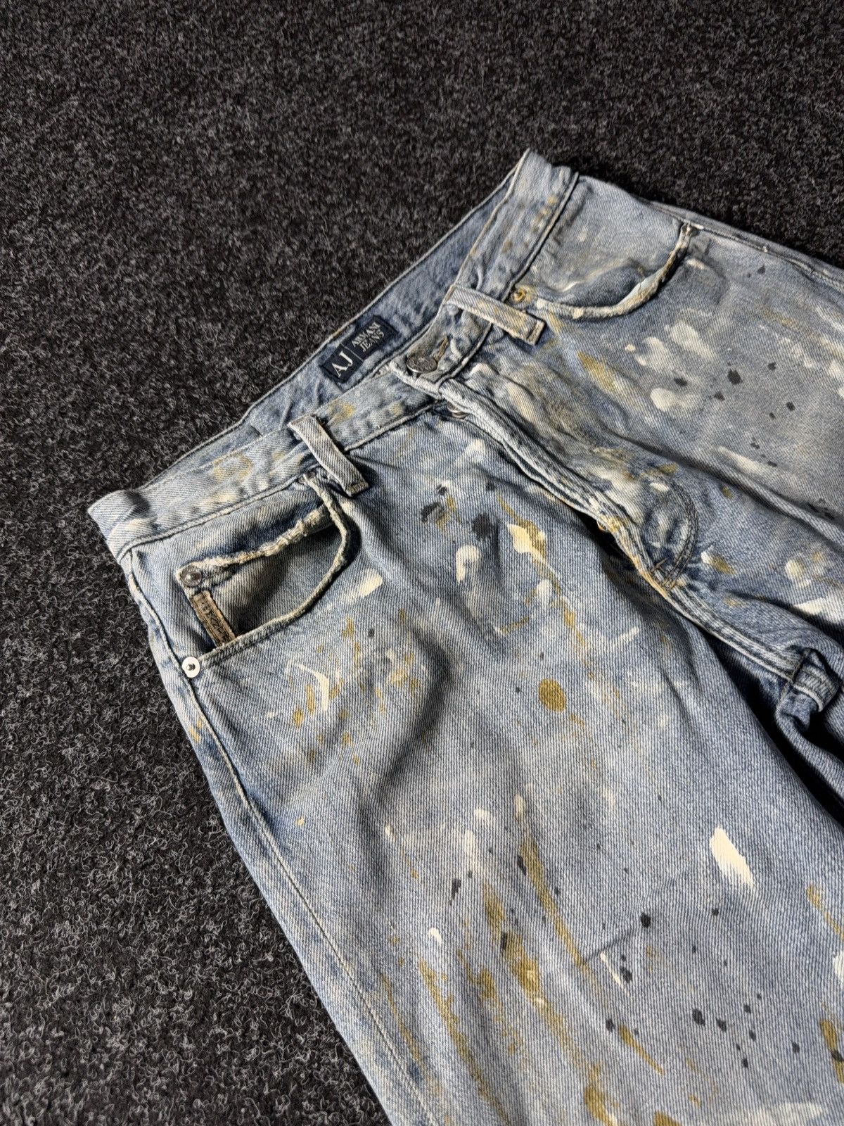 Armani × Vintage Vintage 90s Distressed Armani Jeans Baggy Pocket Logo Size 29" - 6 Thumbnail