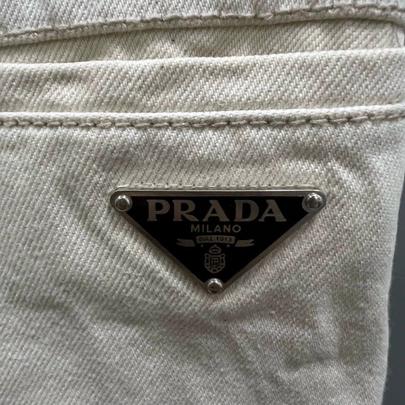 Prada Prada Beige triangle trousers 2502-Nextarrow Size US 30 / EU 46 - 2 Thumbnail