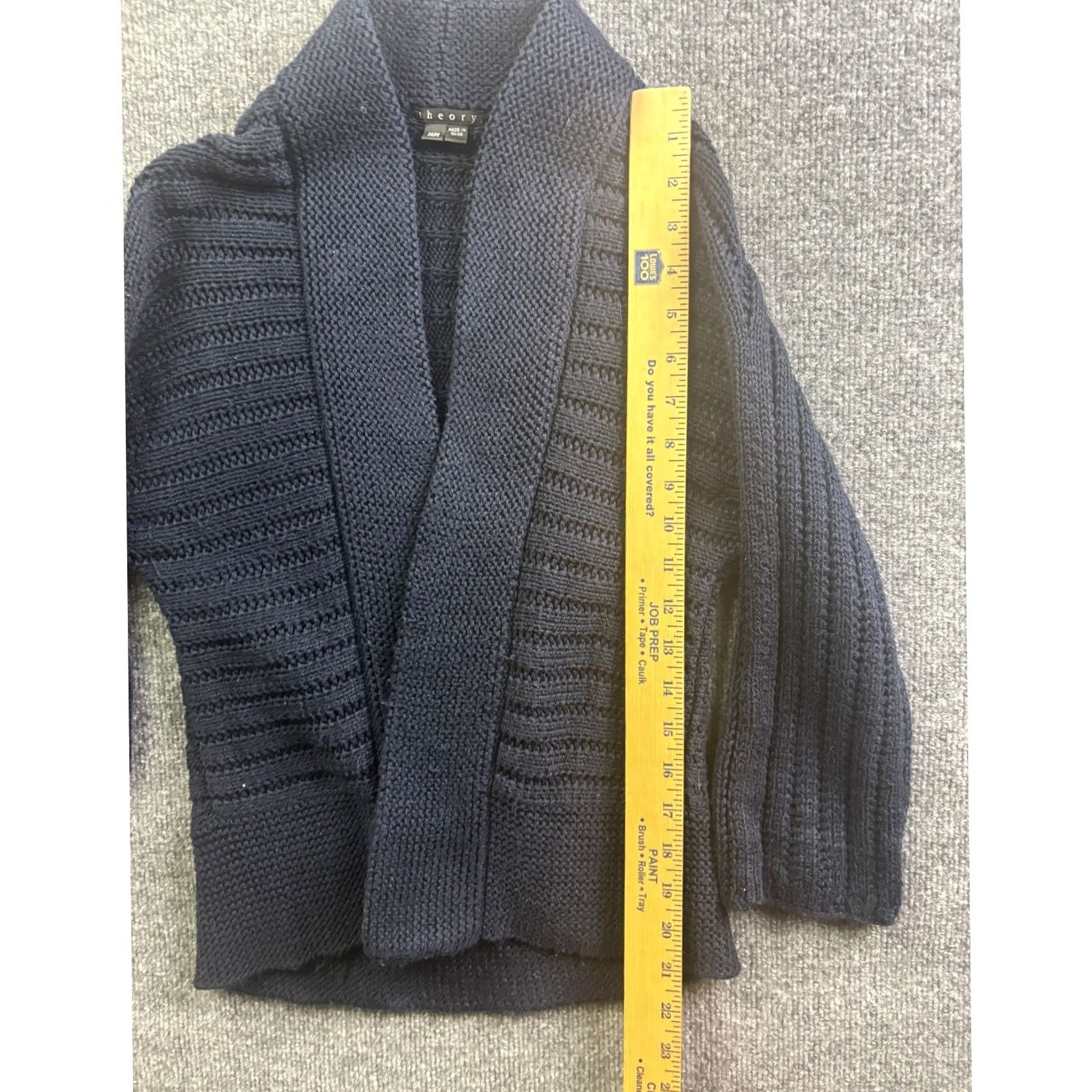 Theory Theory Eila Surface Cardigan Womens Medium Navy Blue Cotton Knit Ribbed Shawl Sweater Size M / US 6-8 / IT 42-44 - 4 Thumbnail