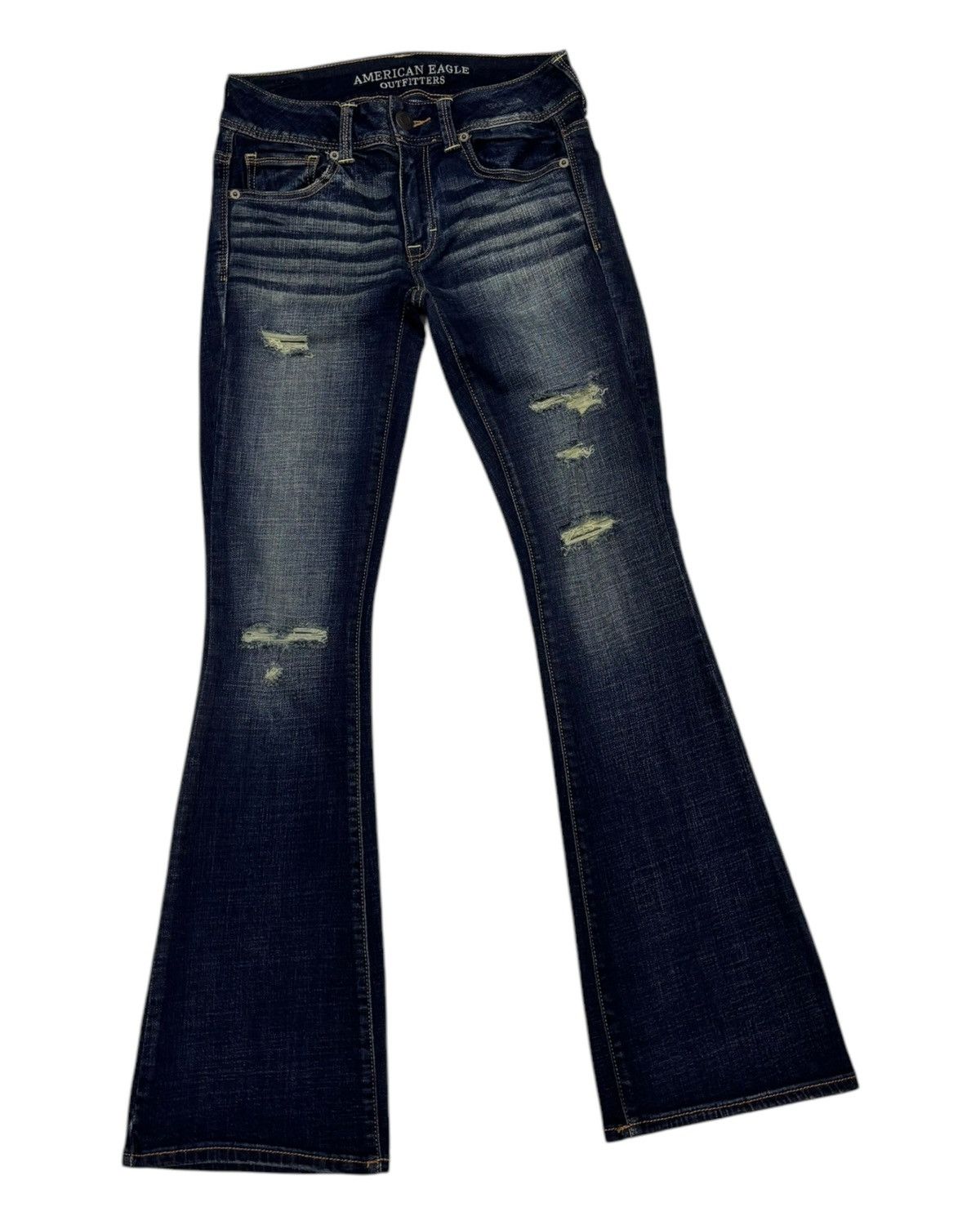If Six Was Nine × Le Grande Bleu (L.G.B.) Flare Jeans Bootcut American Eagle Distressed Denim Jeans Size 26" / US 2 / IT 38 - 3 Thumbnail