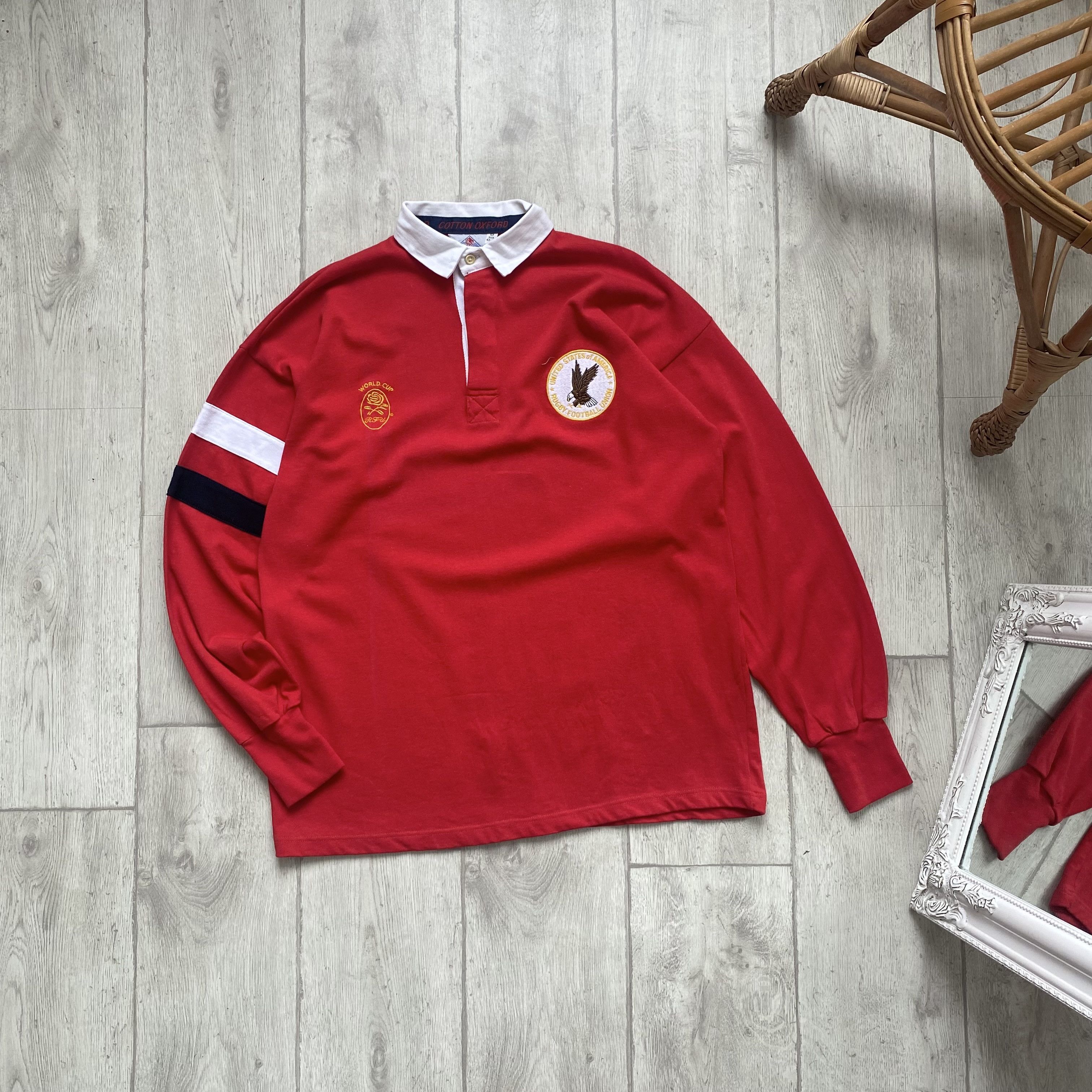 Cotton Traders 🏈USA Rugby Football Union Polo jersey - 1980s World cup Size US L / EU 52-54 / 3 - 1 Thumbnail