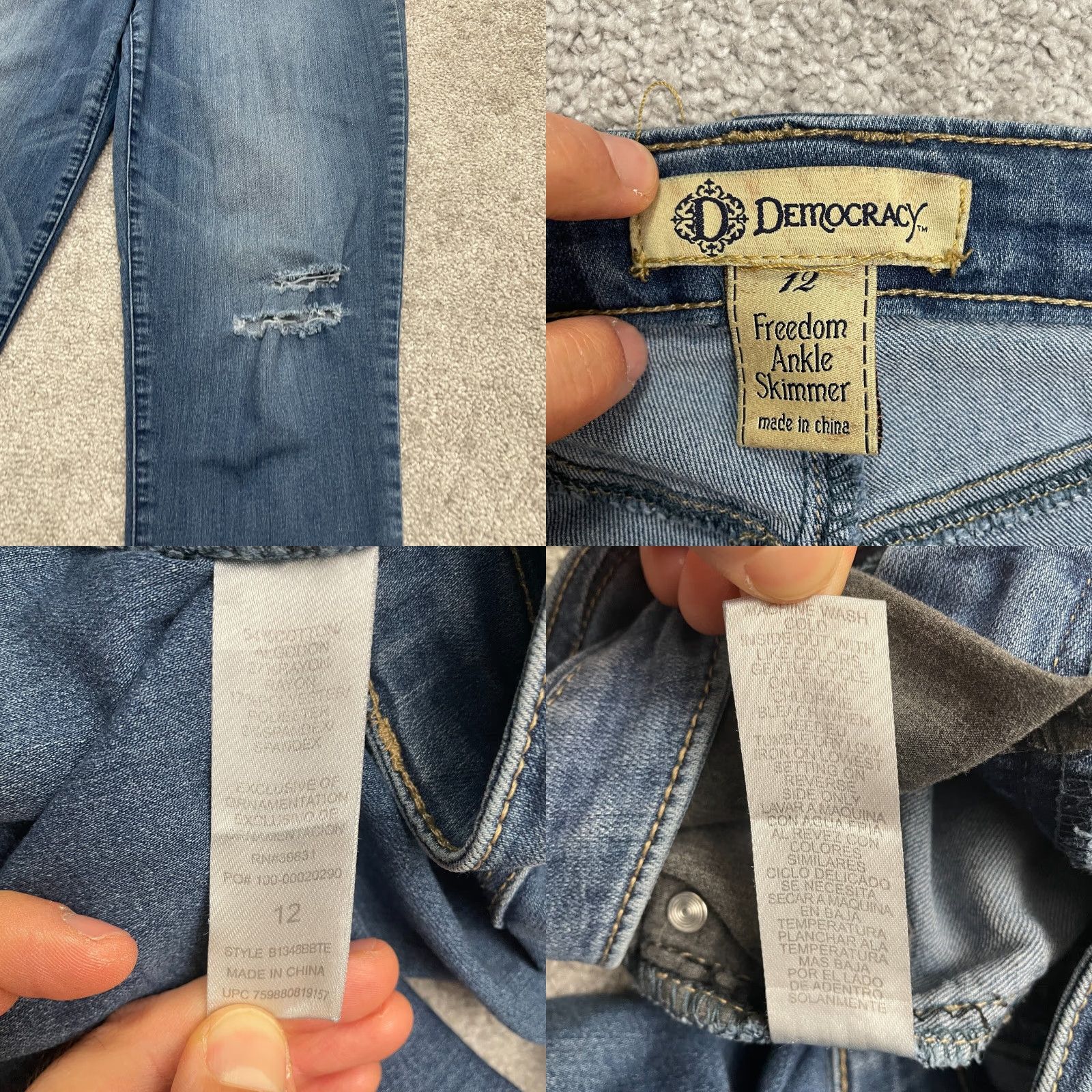 Vintage VINTAGE Democracy Womens Ankle Skimmer Jeans 12 Stretch Denim Blue Casual Comfort Size 34" / US 12 / IT 48 - 8 Thumbnail
