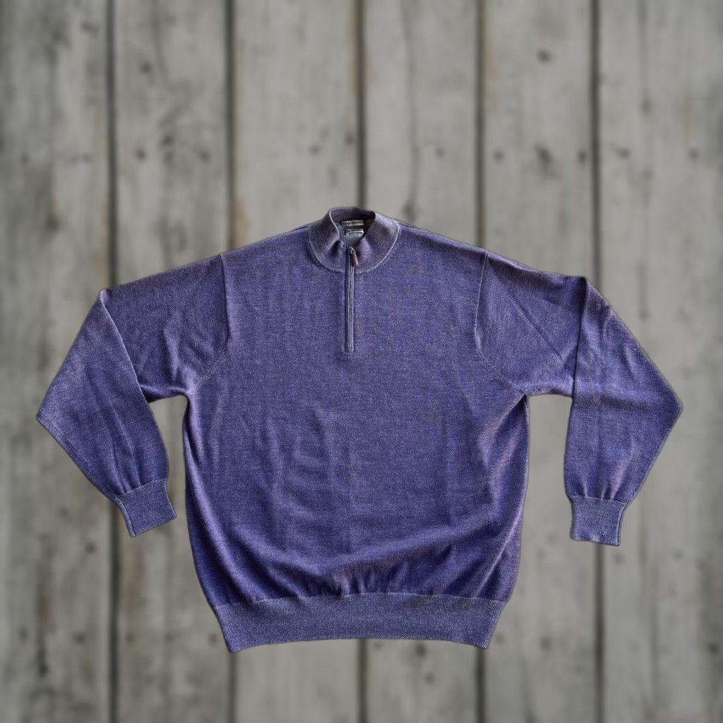 Peter Millar 1/4 Zip Sweater Mens 2XL Purple Merino Wool Stretch Golf Preppy