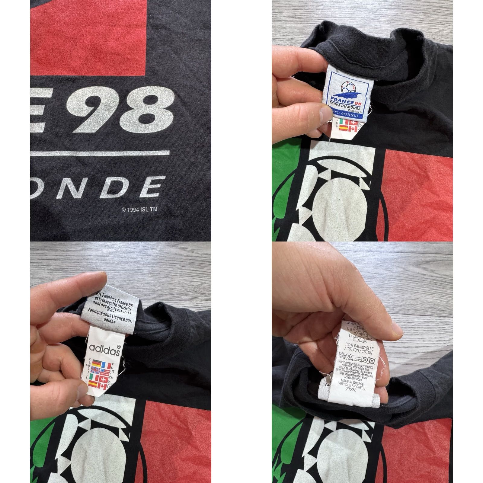 Adidas VINTAGE adidas France 98 World Cup T-Shirt Black L Men Soccer Tee Size US L / EU 52-54 / 3 - 8 Thumbnail