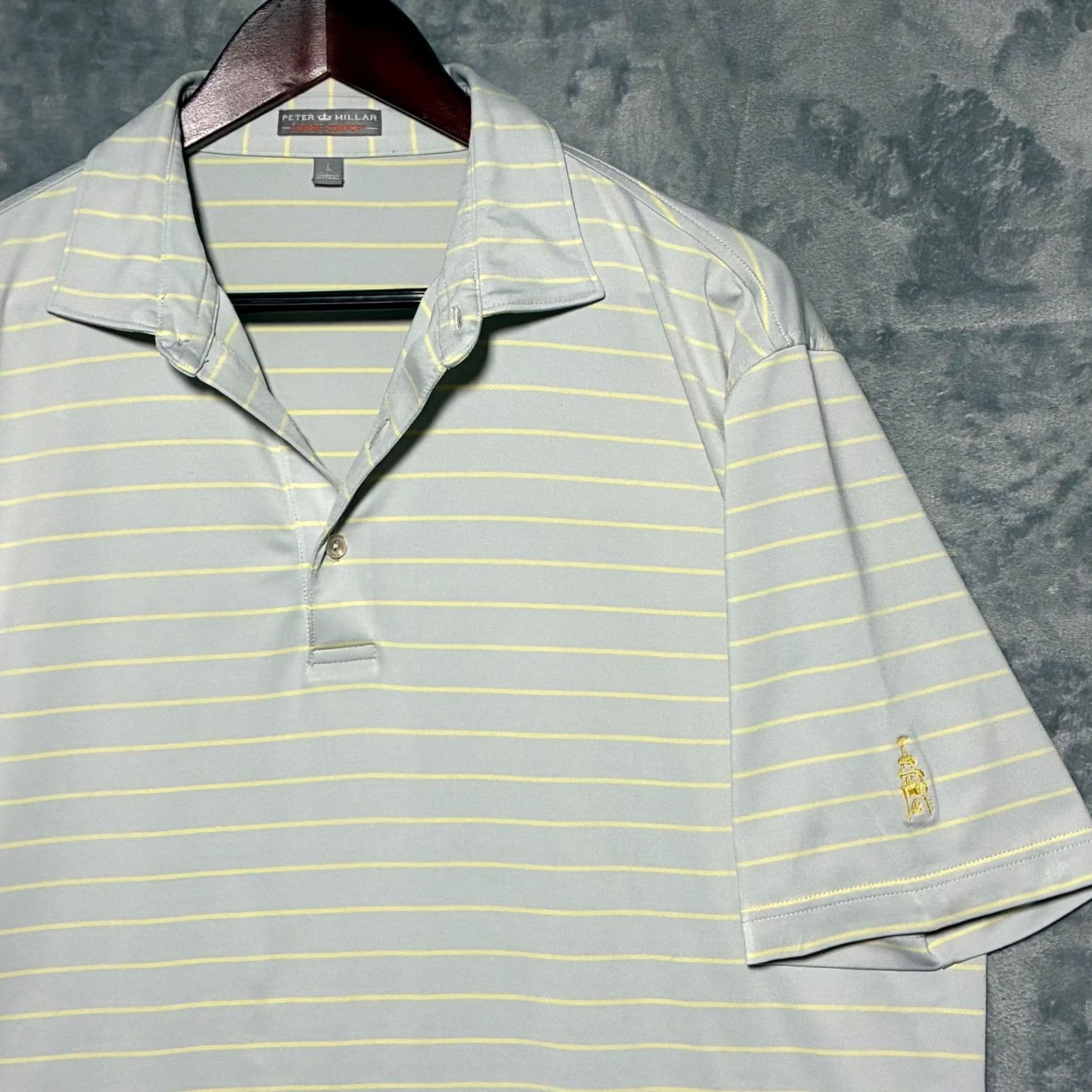 Peter Millar Peter Millar Polo Shirt Mens L Grey Yellow Summer Comfort Performance Striped Size US L / EU 52-54 / 3 - 3 Thumbnail