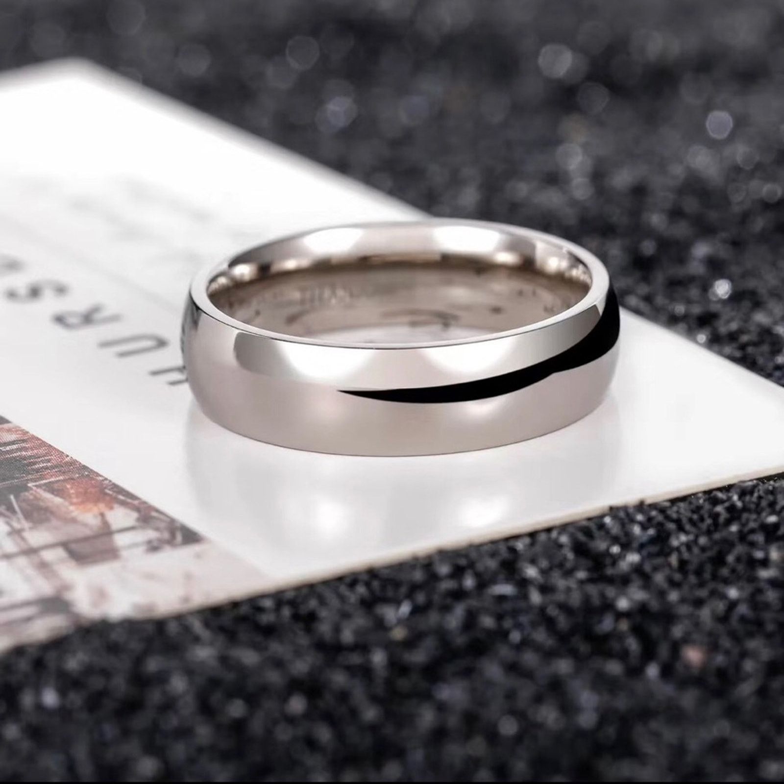 Jewelry Men’s 6mm polished Titanium comfort band wedding ring NIB 11 Size ONE SIZE - 7 Thumbnail