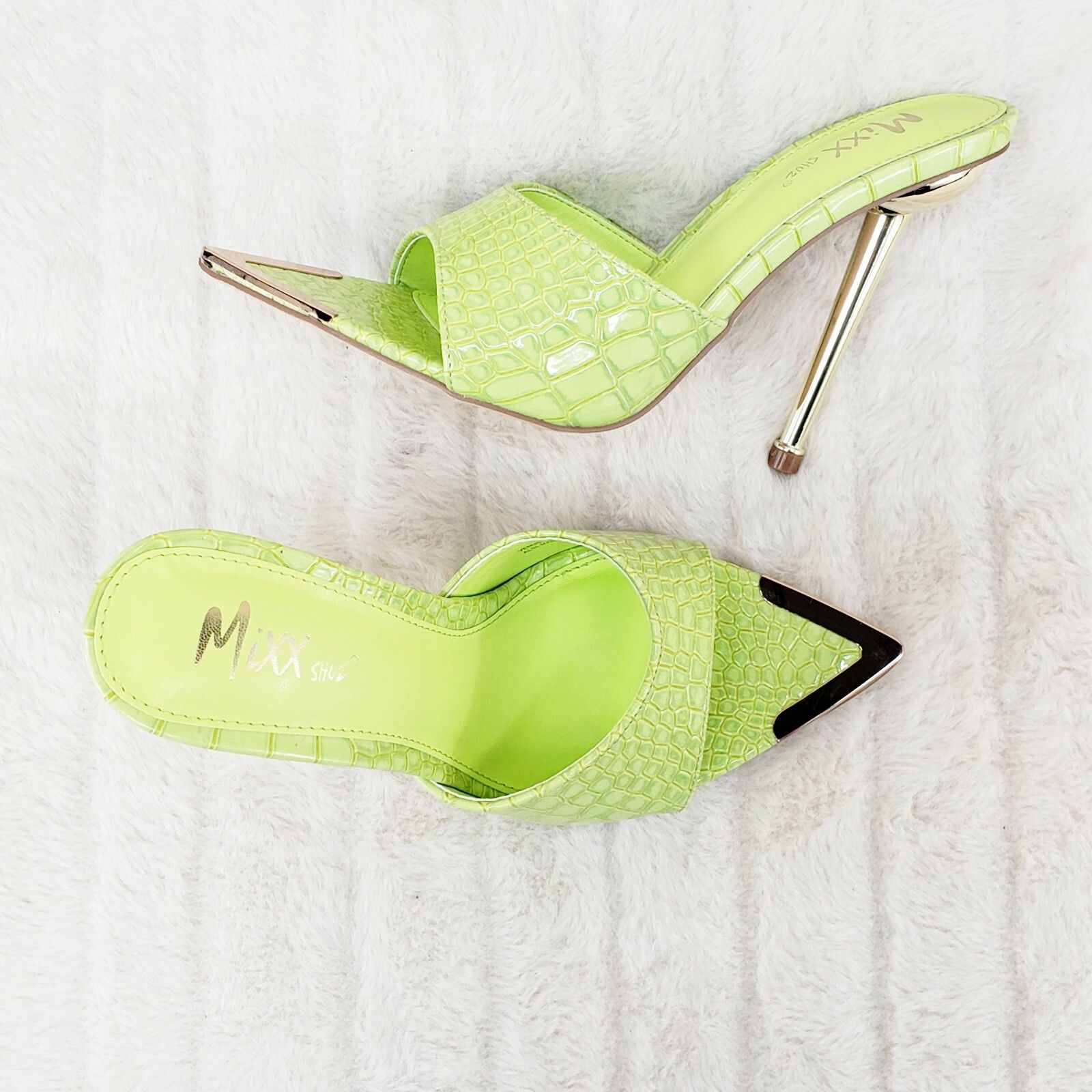 Other Venus Lime Green Slim High Heel Pointy Toe Slip On Sandals S Size US 6.5 / IT 36.5 - 2 Thumbnail