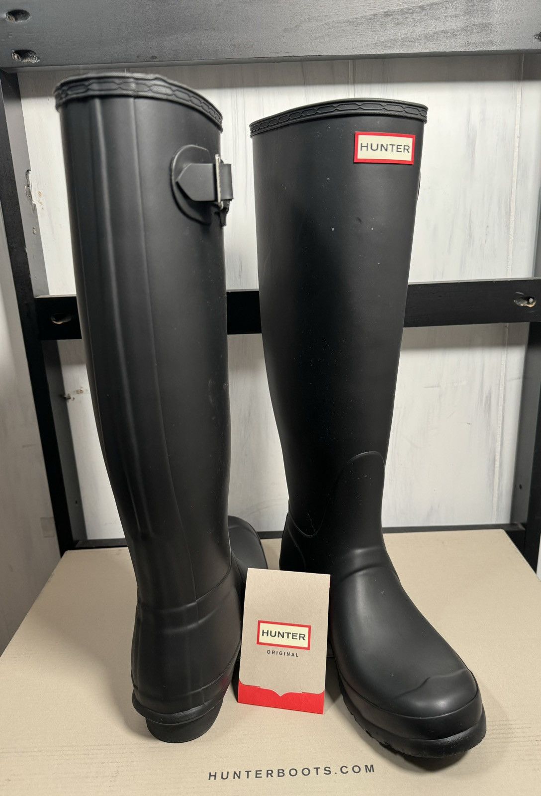 image of Classic Hunter Wellington Rainboot In Onyx Matte Black, Women's (Size 8)