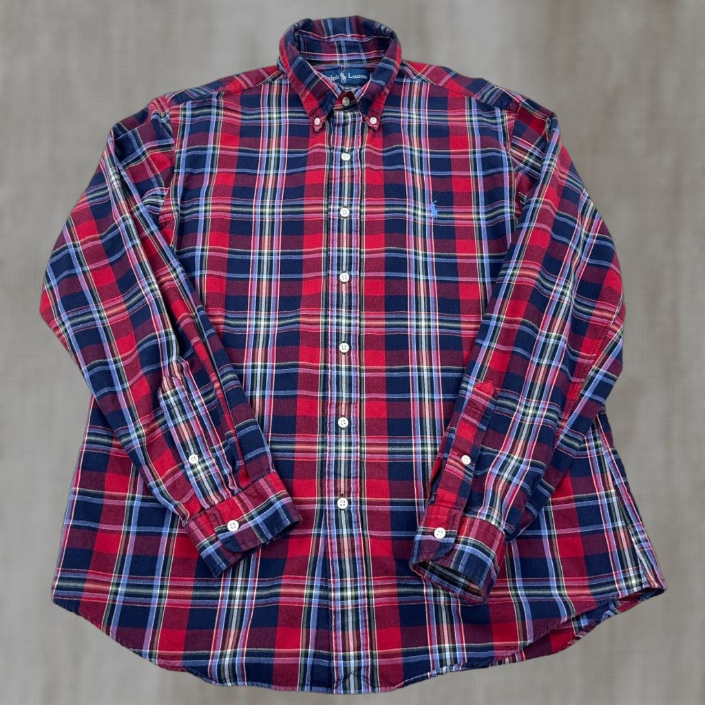 Ralph Lauren Ralph Lauren Flannel Shirt Adult Large Red Plaid Button-Up Cotton Mens Size 42R - 1 Thumbnail
