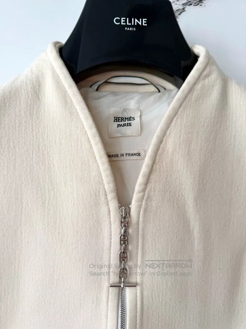 Hermes Hermes White Pig Nose Cashmere V-Neck Jacket with Silver B Size XXS / US 00 / IT 34 - 3 Thumbnail