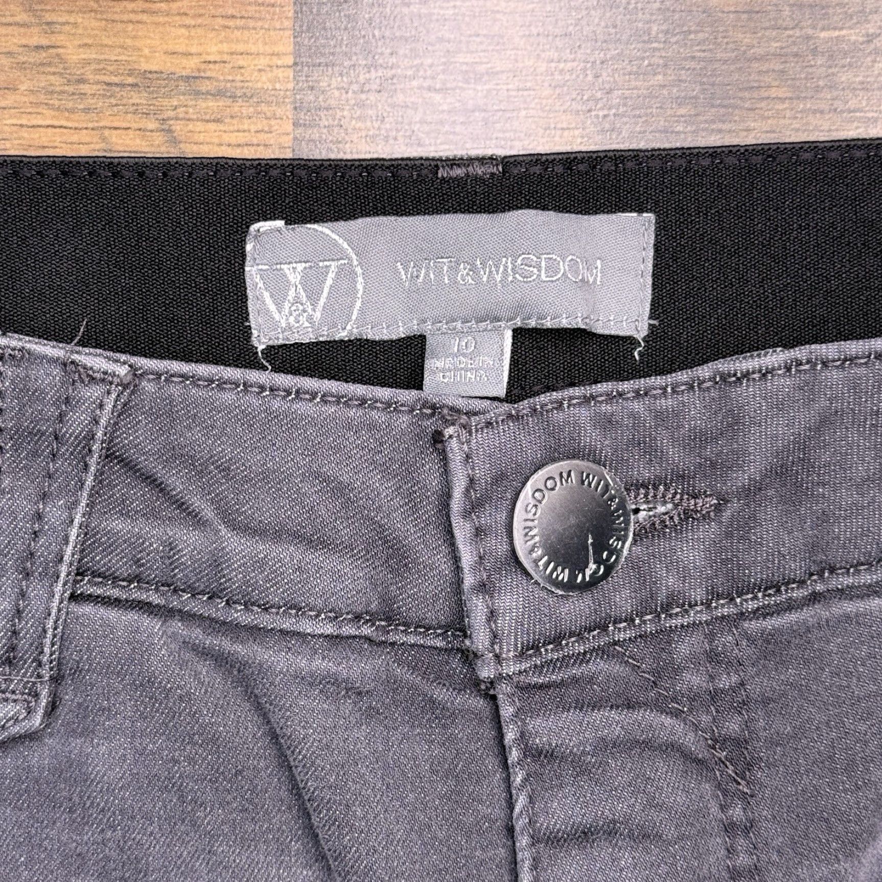 Vintage Wit & Wisdom Jeans Womens 10 Gray High Rise Ankle Stretch Denim Slim 5-Pocket Zip Button Absolution New Size 32" / US 10 / IT 46 - 5 Thumbnail