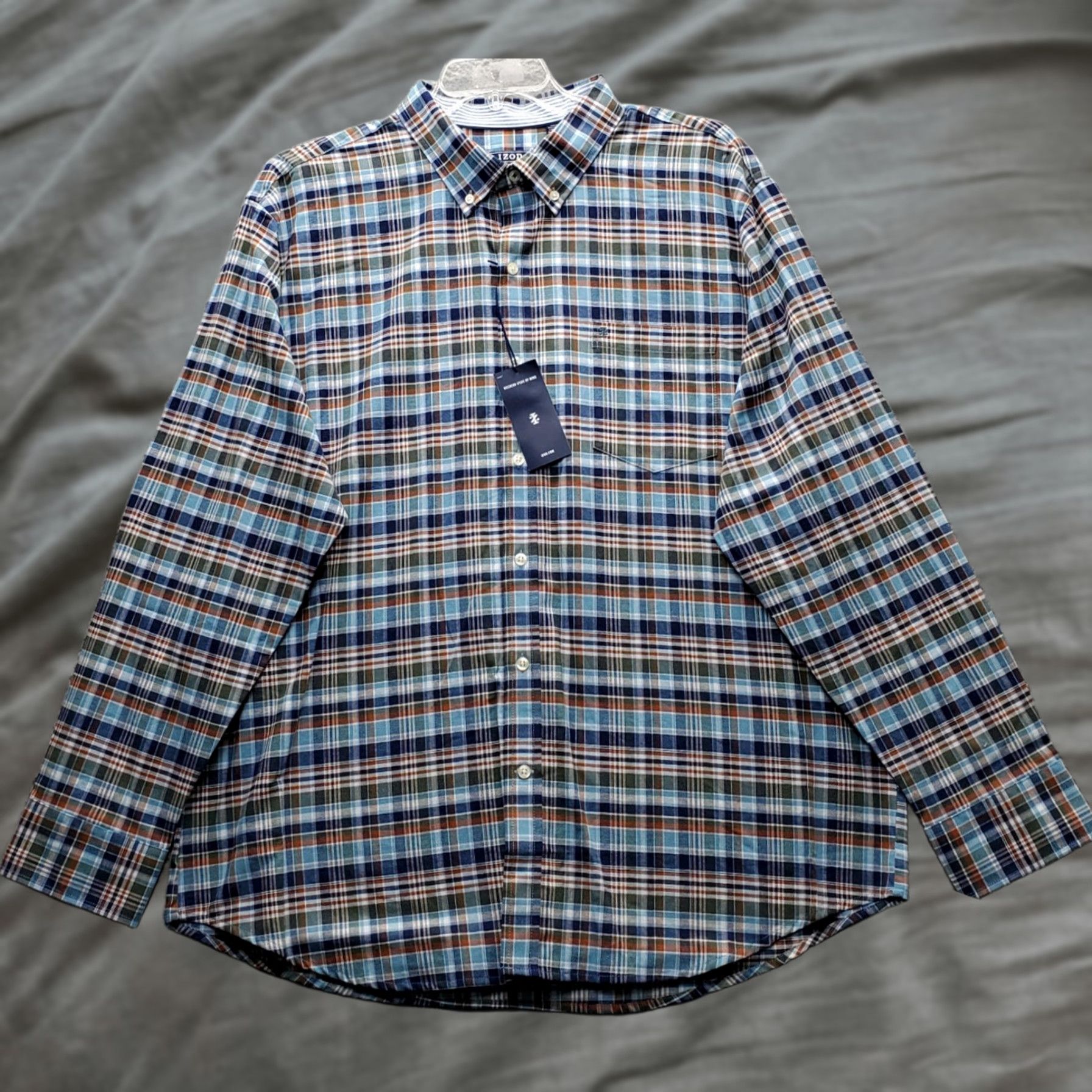 Izod IZOD Shirt Mens XXL Multi Plaid Woven Oxford Long Sleeve Collared Button-Down Size US XXL / EU 58 / 5 - 1 Thumbnail