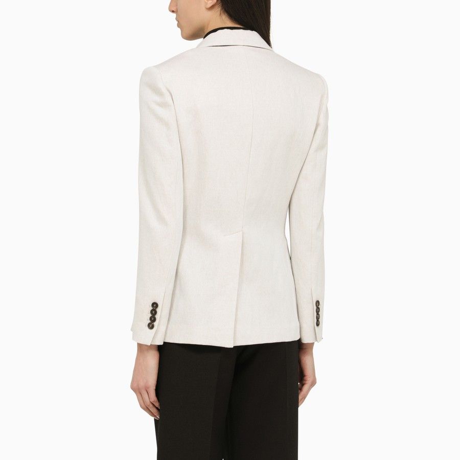 Brunello Cucinelli o1d2blof0824 Single-Breasted Jacket in Linen and Cotton Size M / US 6-8 / IT 42-44 - 3 Thumbnail