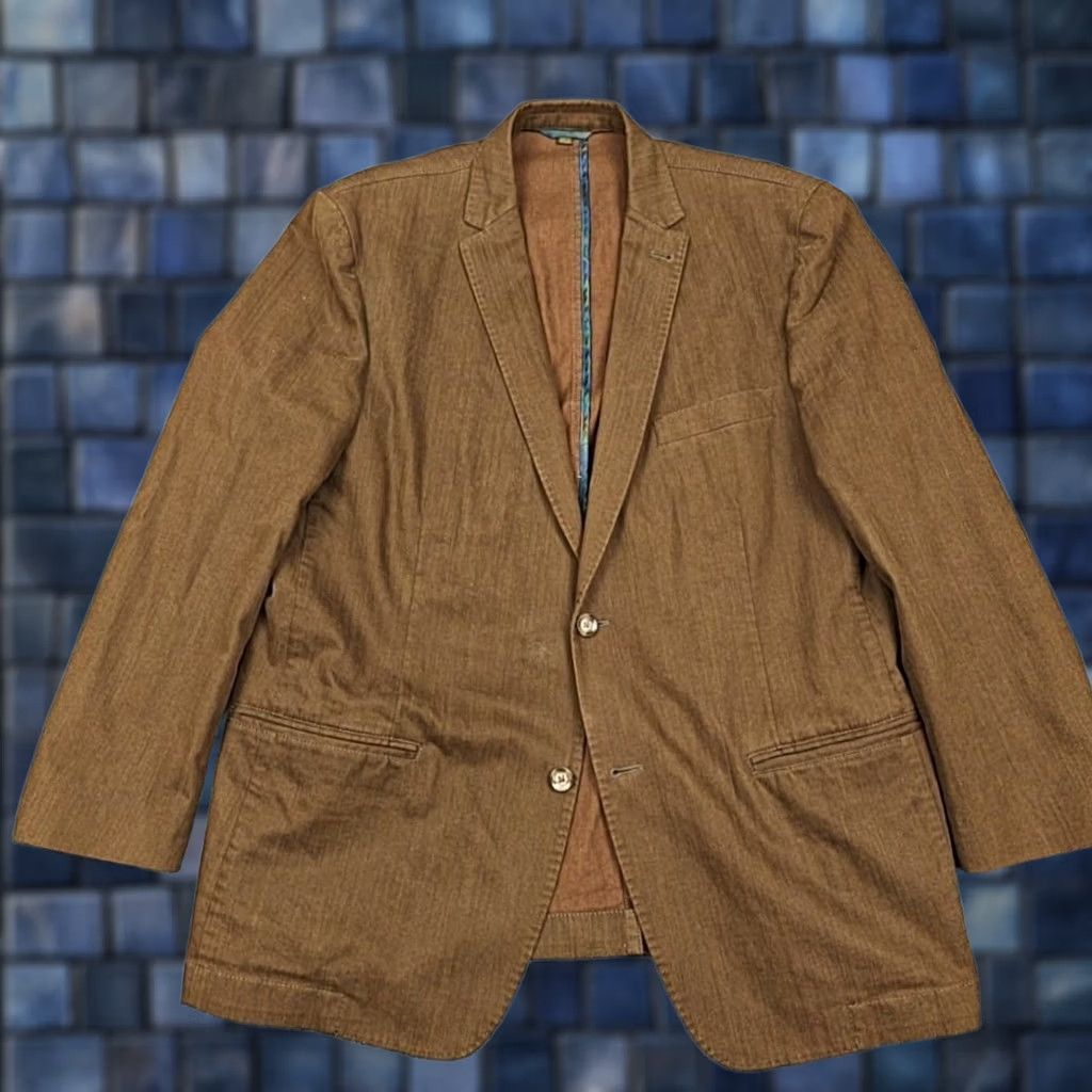 Vintage Kroon Blazer Mens 44 Brown Cotton Stretch Sport Coat Jacket Casual Unlined - Pre-owned Excellent Condition Size 44R - 1 Thumbnail