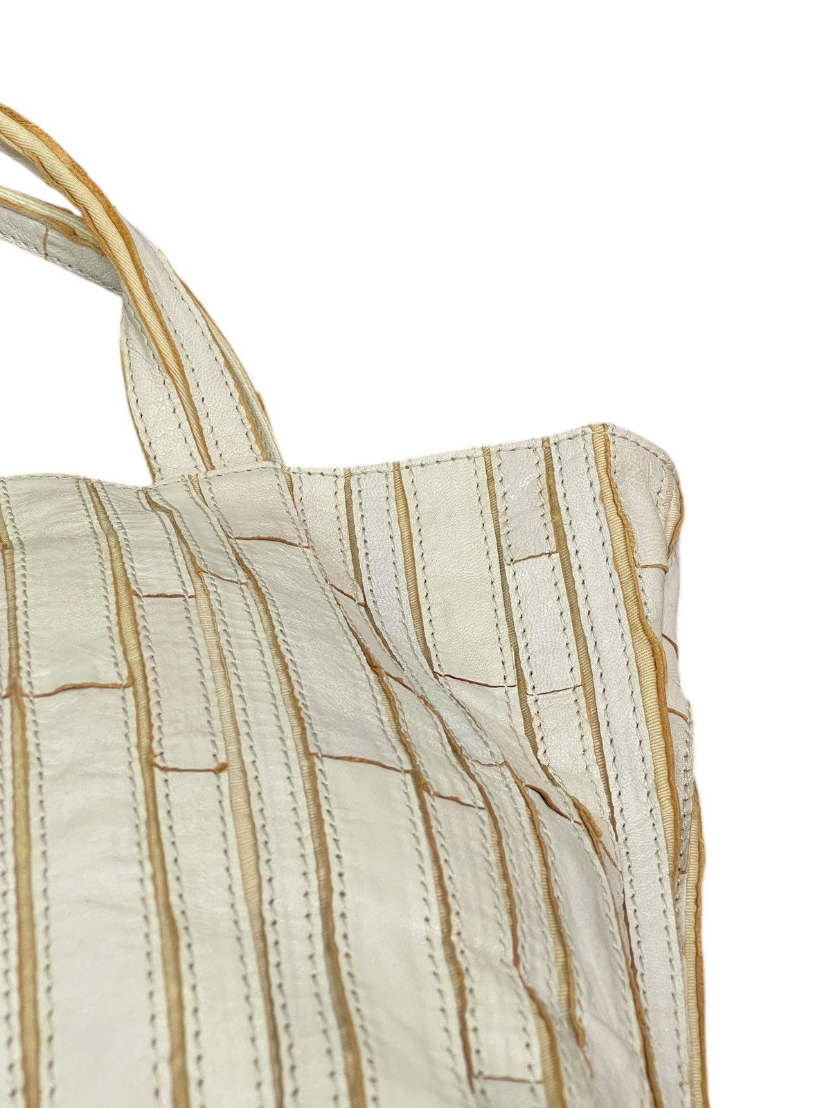 Genuine Leather Leather Patchwork Striped Trideep Tote Shoulder Bag 1🟩5 Size ONE SIZE - 17 Thumbnail