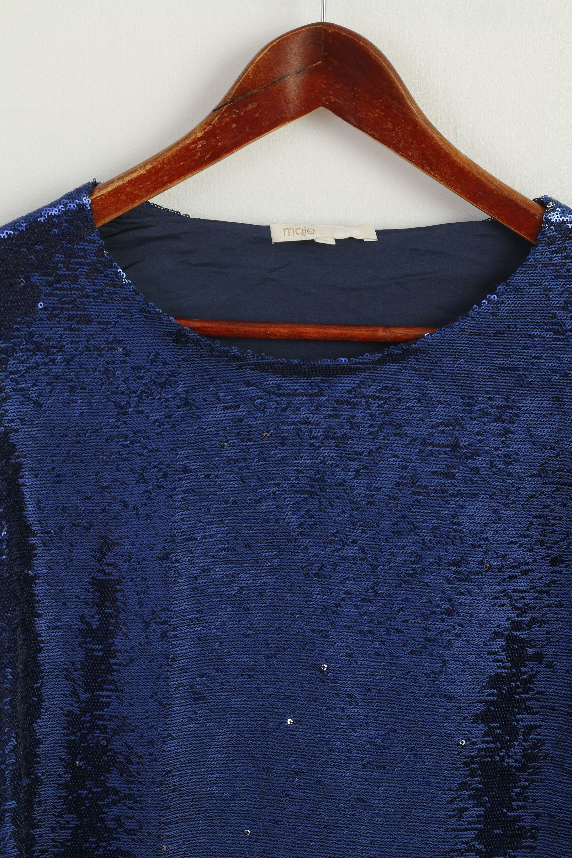 Maje Maje Women 2 M Long Sleeved Shirt Navy Silver 0505 Size XS / US 0-2 / IT 36-38 - 3 Thumbnail