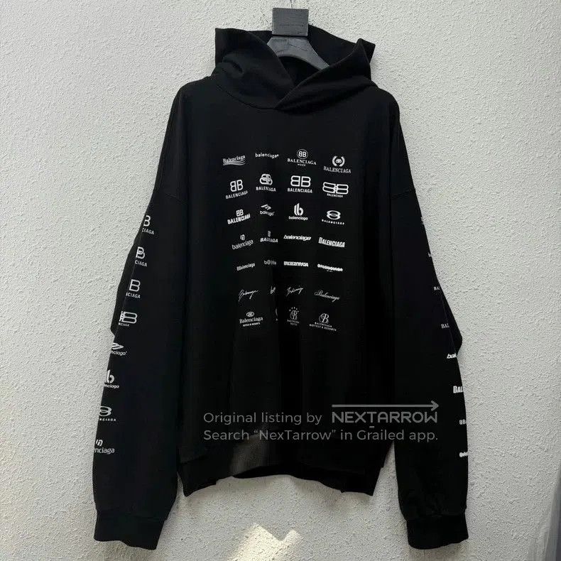 Balenciaga Balenciaga Black Logo Print Hoodie. Size US XL / EU 56 / 4 - 1 Thumbnail