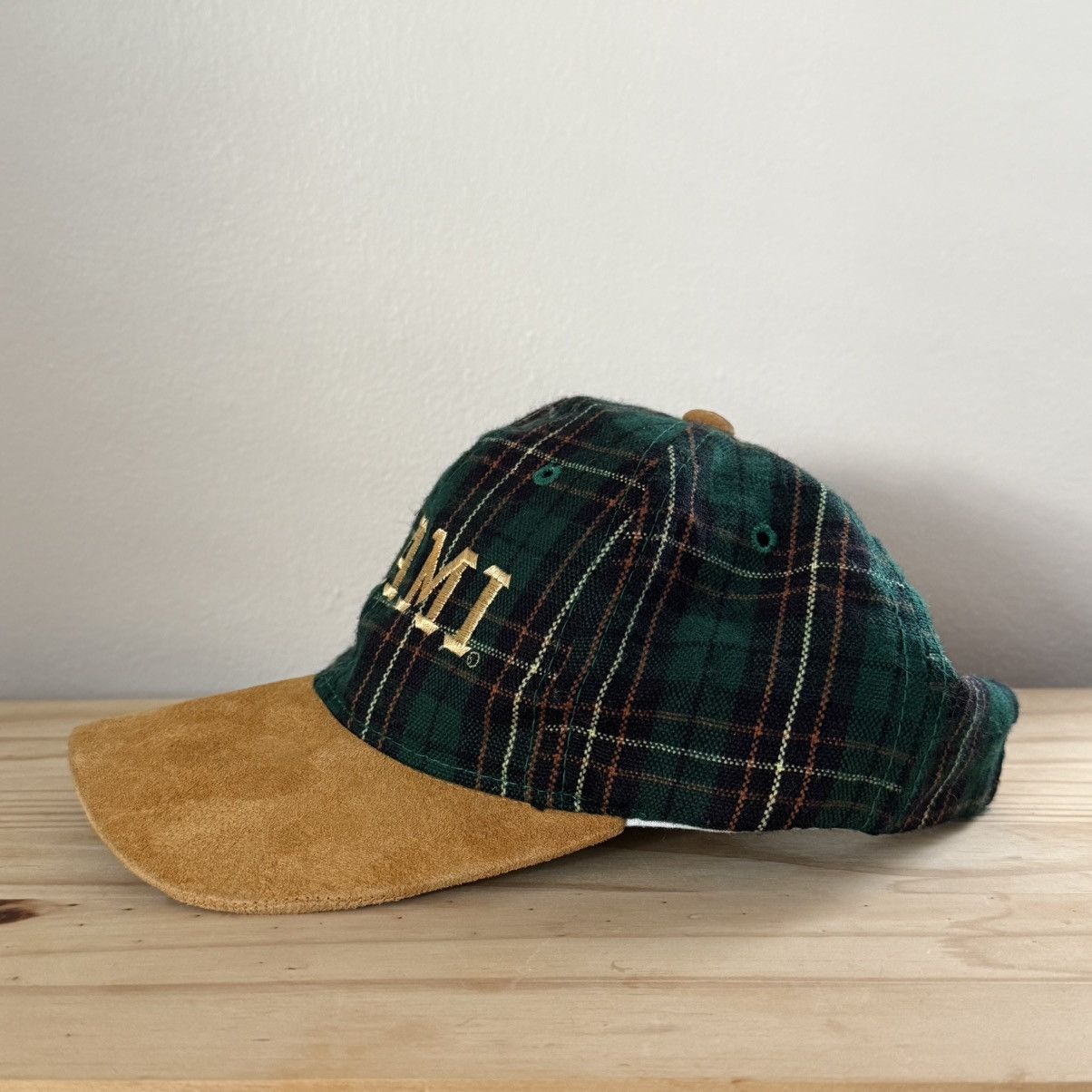 Vintage Miami Plaid Strapback Green Vintage Style Suede Brim Adult Size ONE SIZE - 5 Thumbnail