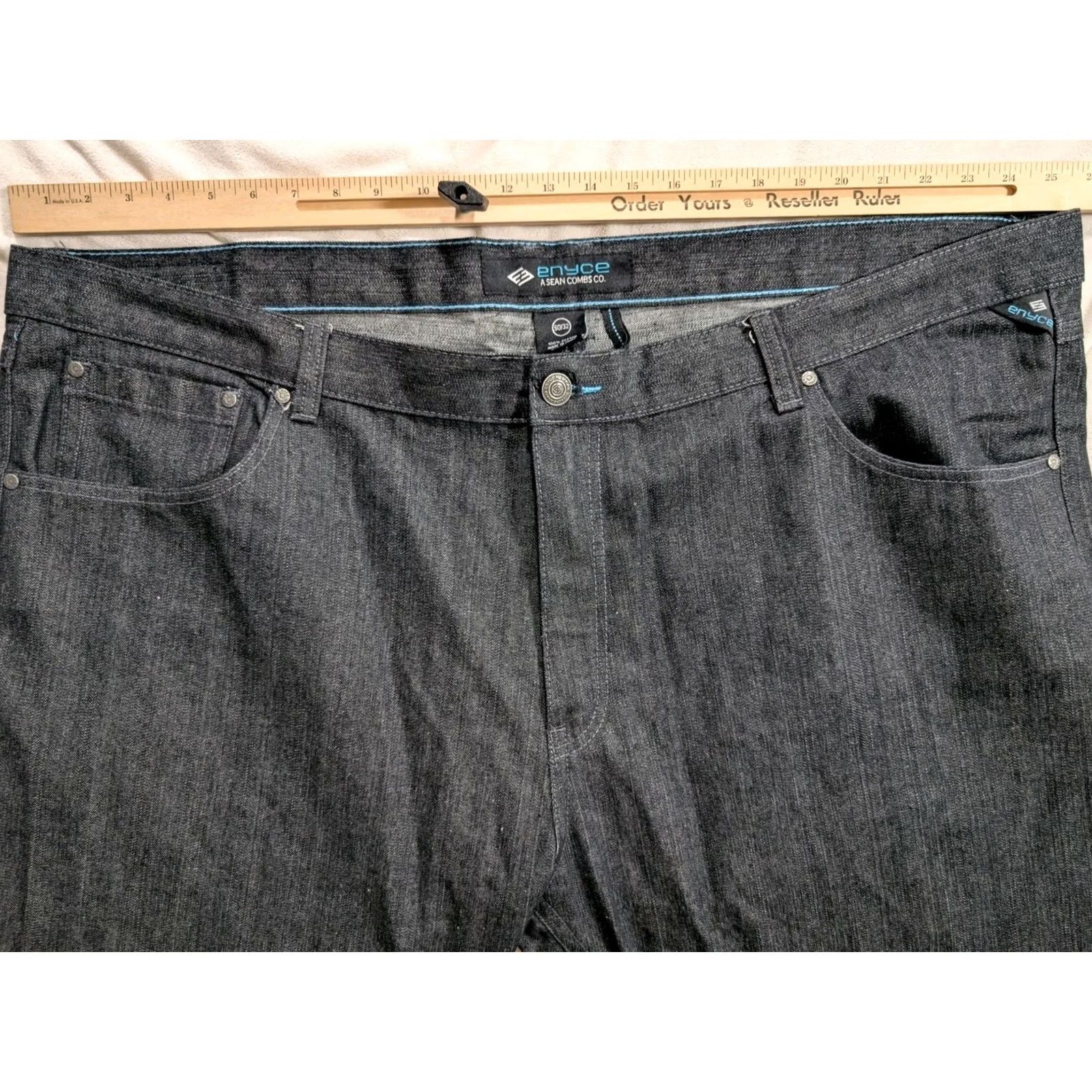 Enyce Enyce Jeans Mens 50 Blue Embroidered Baggy Hip Hop Denim Relaxed Fit Streetwear Jeans Size US 34 / EU 50 - 3 Thumbnail