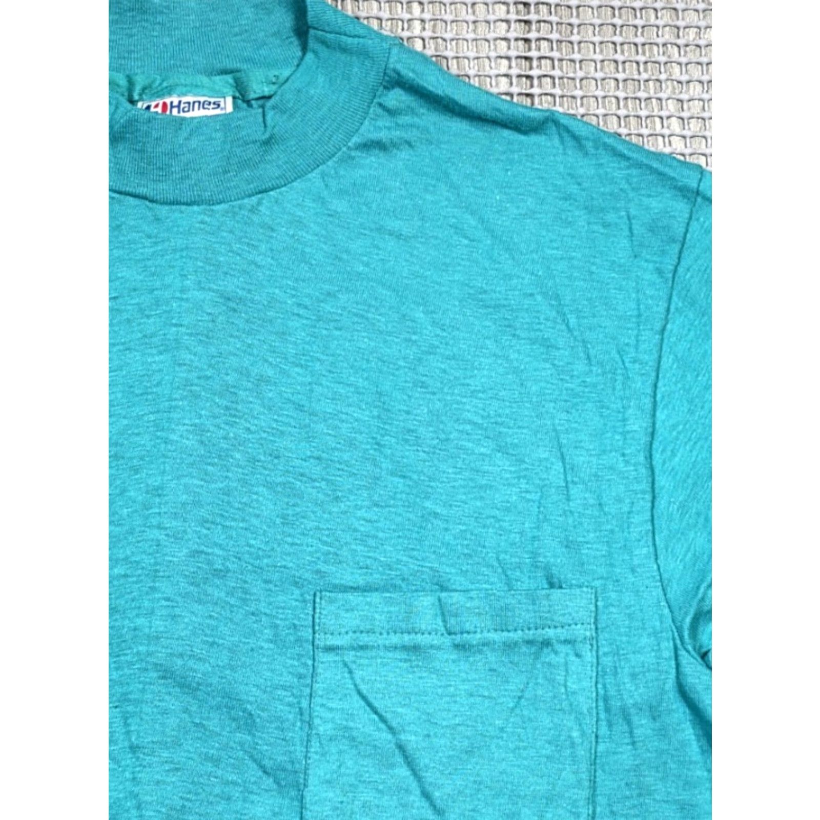 Hanes Hanes Beefy-T T-Shirt M USA Long Sleeve Vintage 90s Teal Green Crew Neck Size US M / EU 48-50 / 2 - 3 Thumbnail