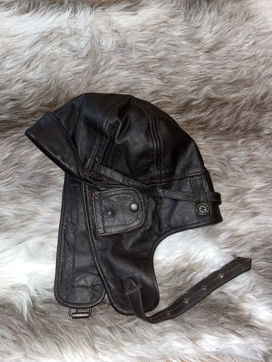 Leather Vintage Leather Military Hat Size 34 - 1 Thumbnail