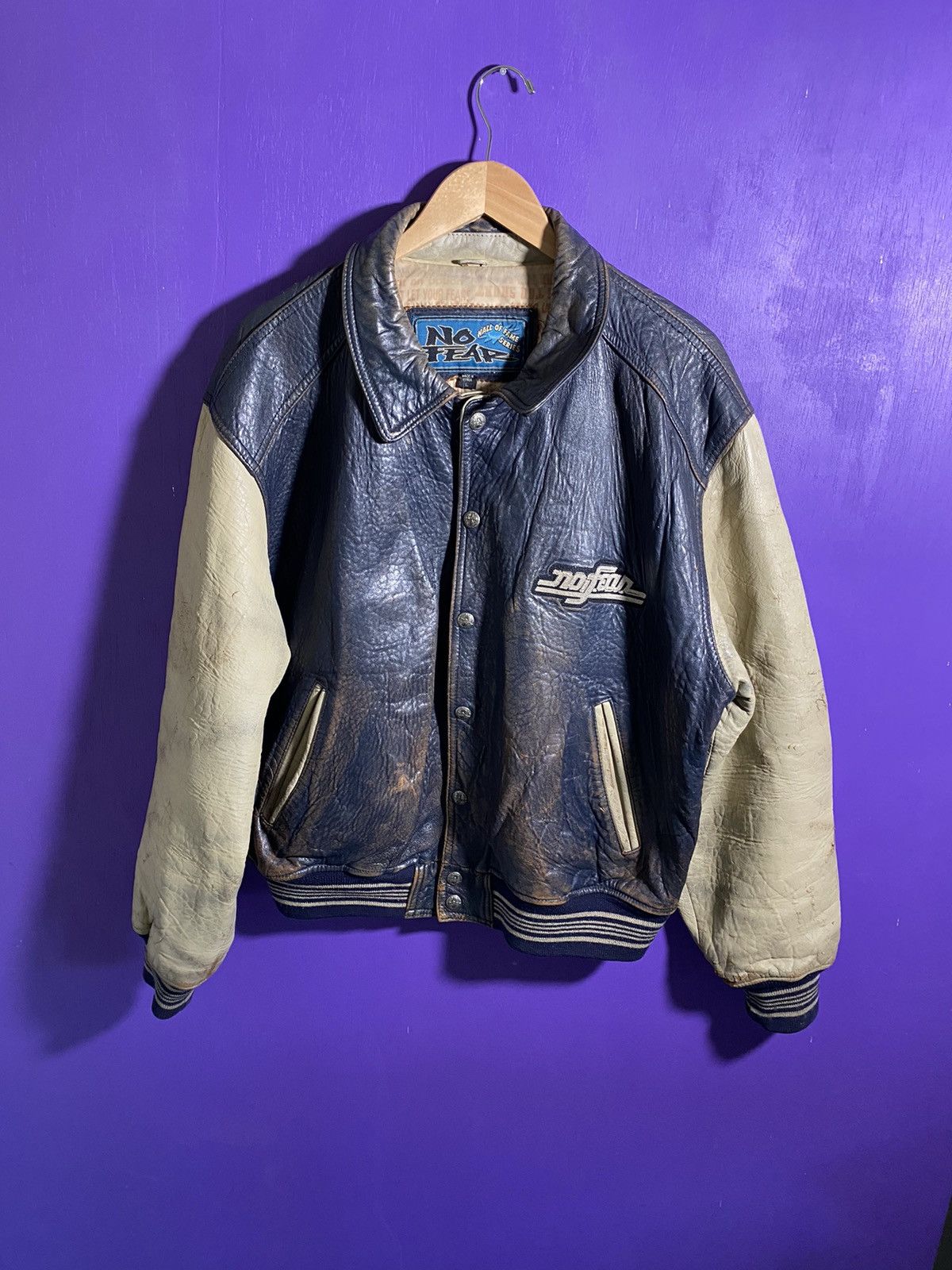No Fear × Vintage Vintage 90s No fear logo leather jacket Size US L / EU 52-54 / 3 - 1 Thumbnail