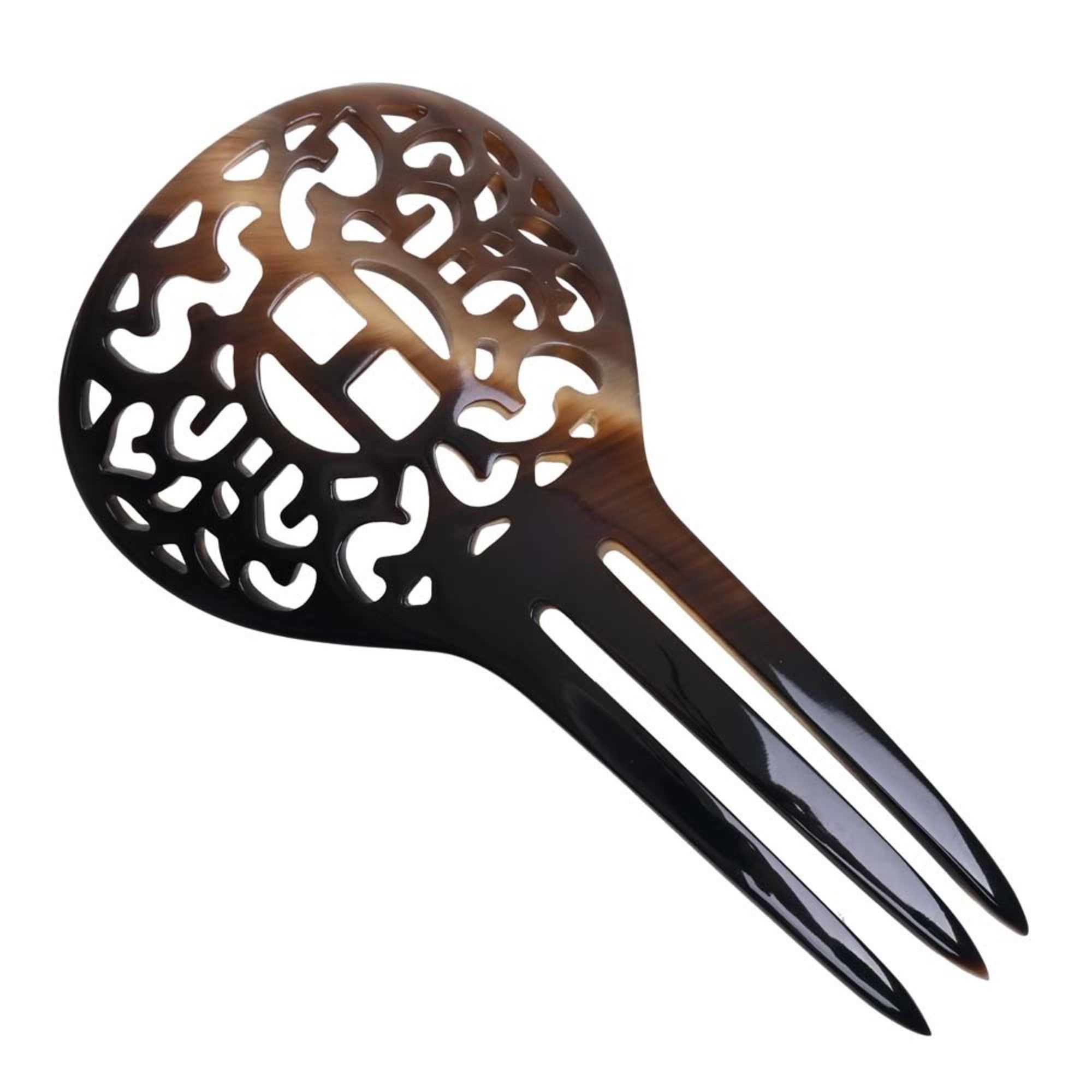 Hermes HERMES Buffalo Horn Rocaille Hairpin Hair Brown  display picture 1
