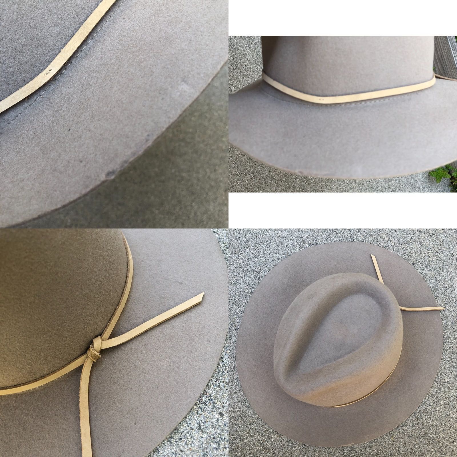 Brixton VINTAGE Brixton Mfg Co Fedora Hat Womens 7 SMALL Beige Wool Felt Cap Wide Brim Size ONE SIZE - 8 Thumbnail